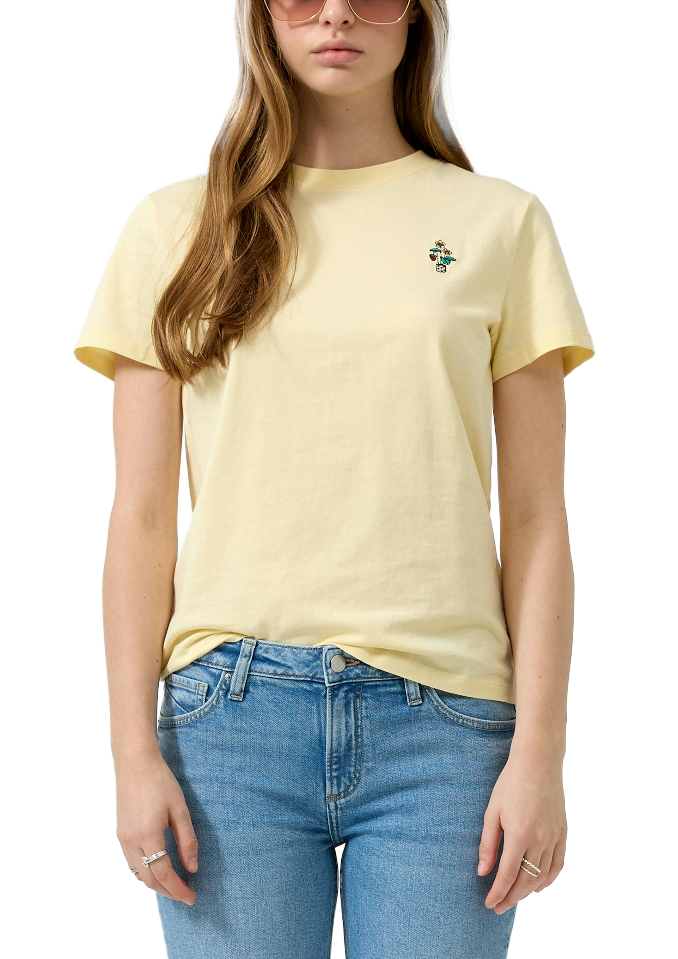 QS Kurzarmshirt mit feiner Stickerei günstig online kaufen