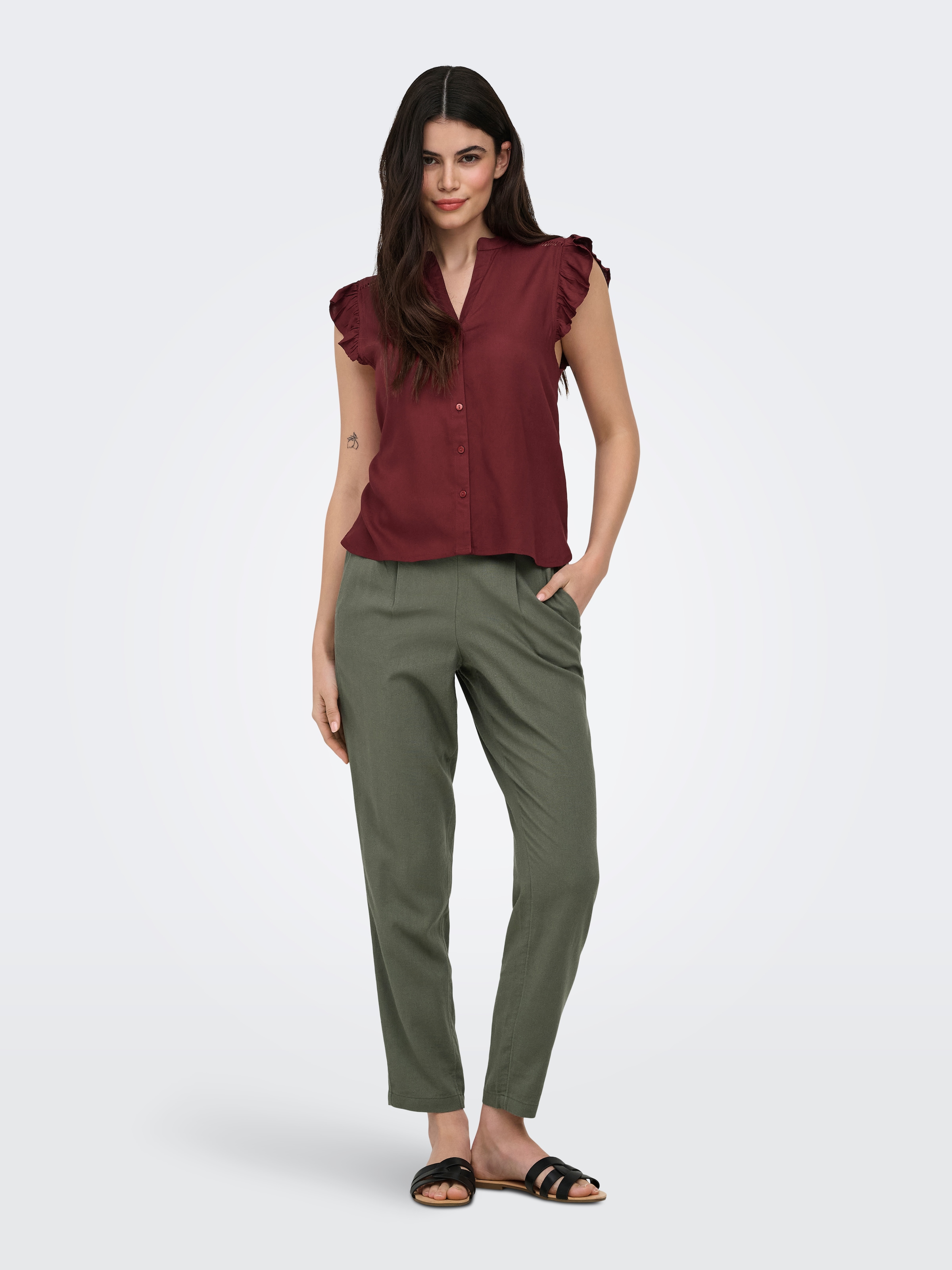 ONLY Kurzarmbluse »ONLROSELLA LIFE CAPSLEEVE SHIRT WVN NOOS« Viskose, regular fit