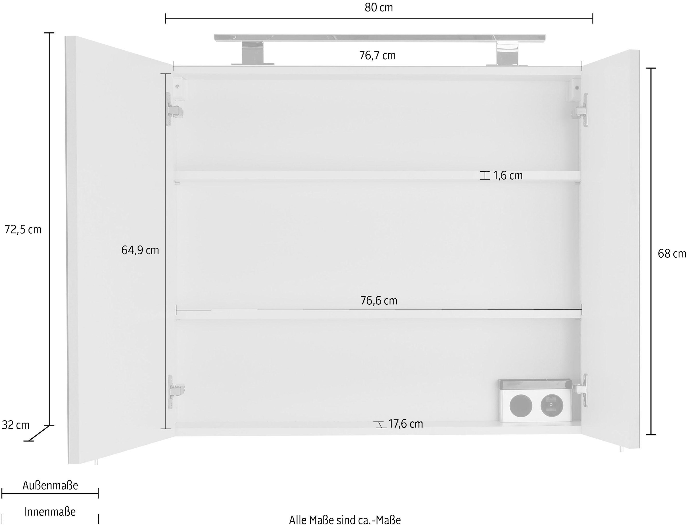 OPTIFIT Spiegelschrank »Mino«, Breite 80 cm