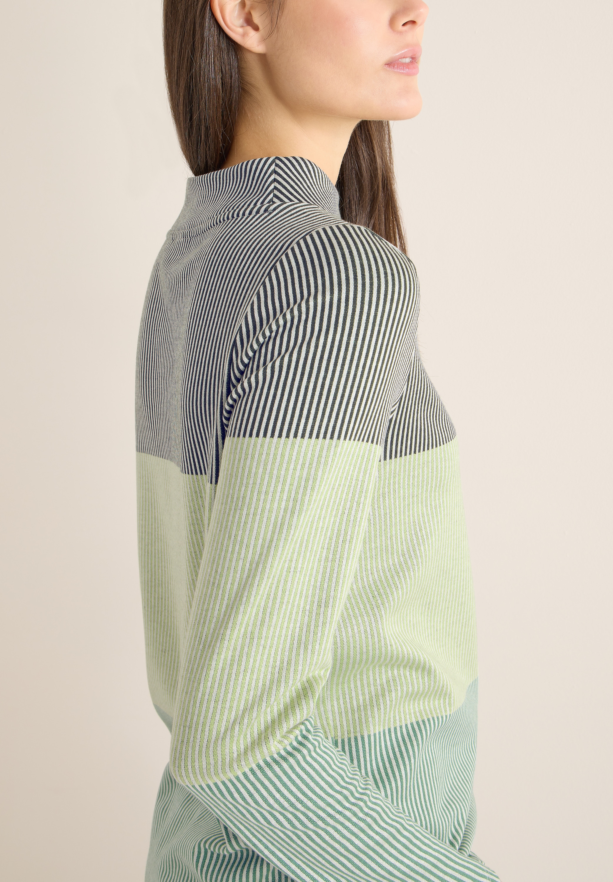 Cecil Jacquardpullover im Colorblocking-Look