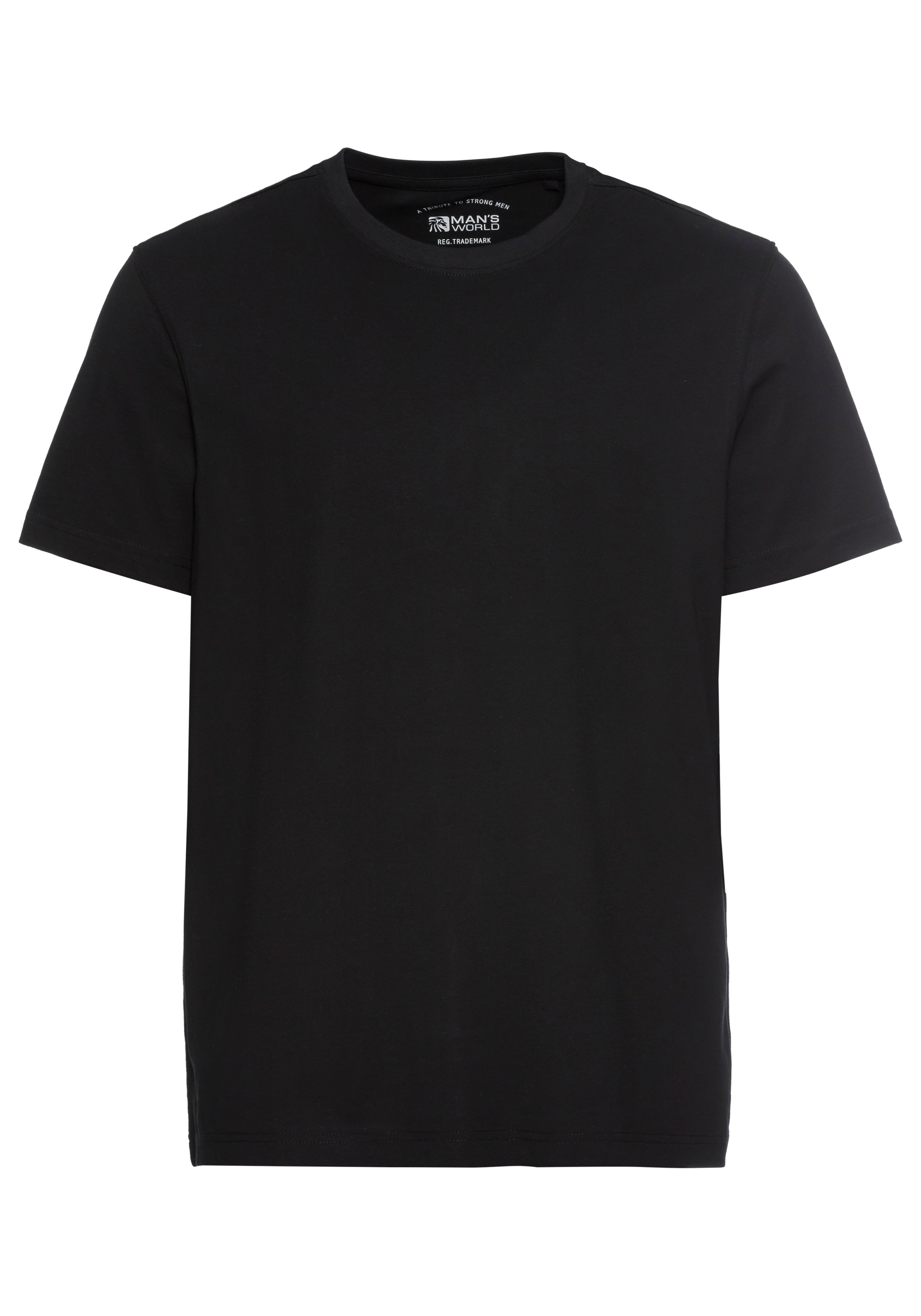Man's World Rundhalsshirt, (Packung, 2 tlg., 2er Pack), Kurzarm, unifarben, Rundhals, aus Baumwolle