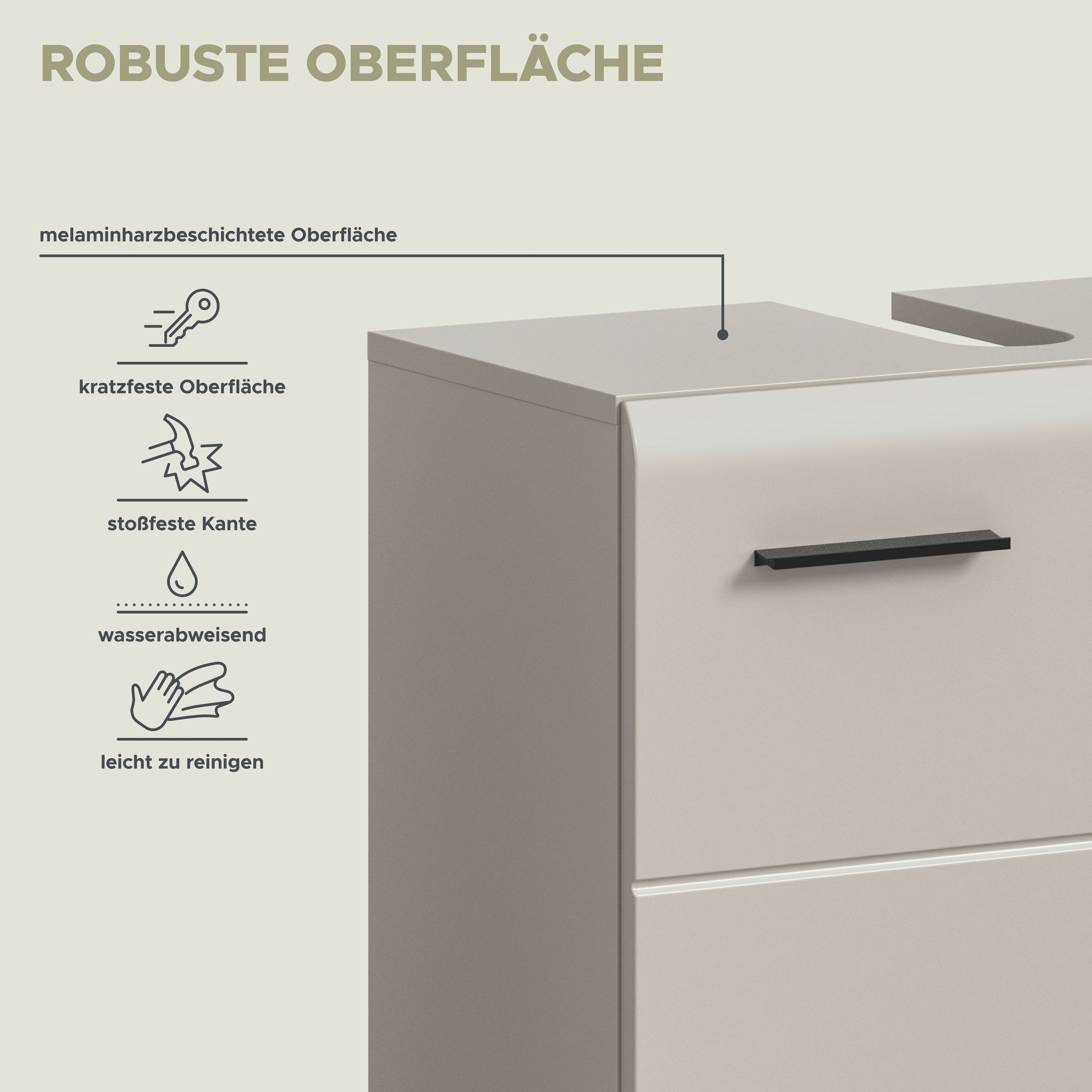 INOSIGN Badmöbel-Set »FLORENZ, 2-tlg. Bad-Kombination, hochwertige MDF-Front« best. aus: 1 Spiegelschrank, 1 Waschbeckenunterschrank, 3 Stk. tlg.