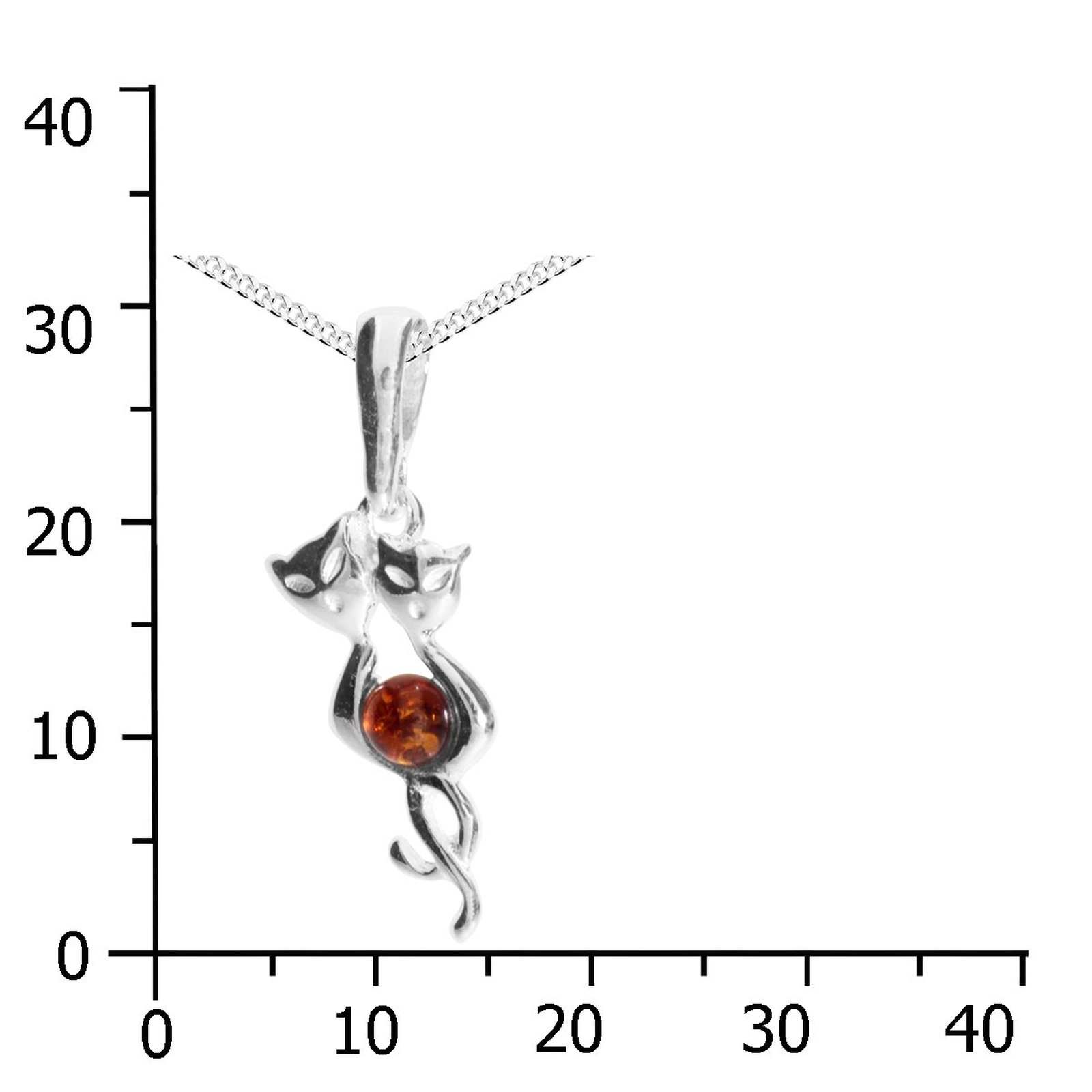 Ostsee-Schmuck Cat Pendant Sterling Silver Amber 45cm 2