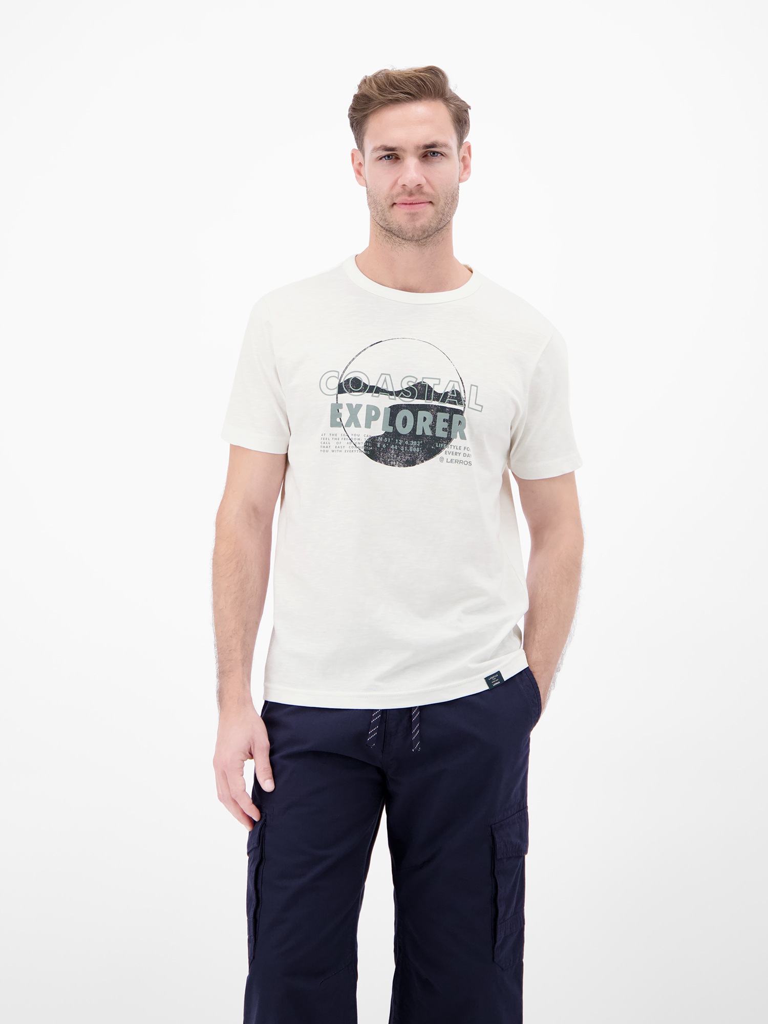 LERROS T-Shirt »T-Shirt mit Brustprint und Rundhalsausschnitt«