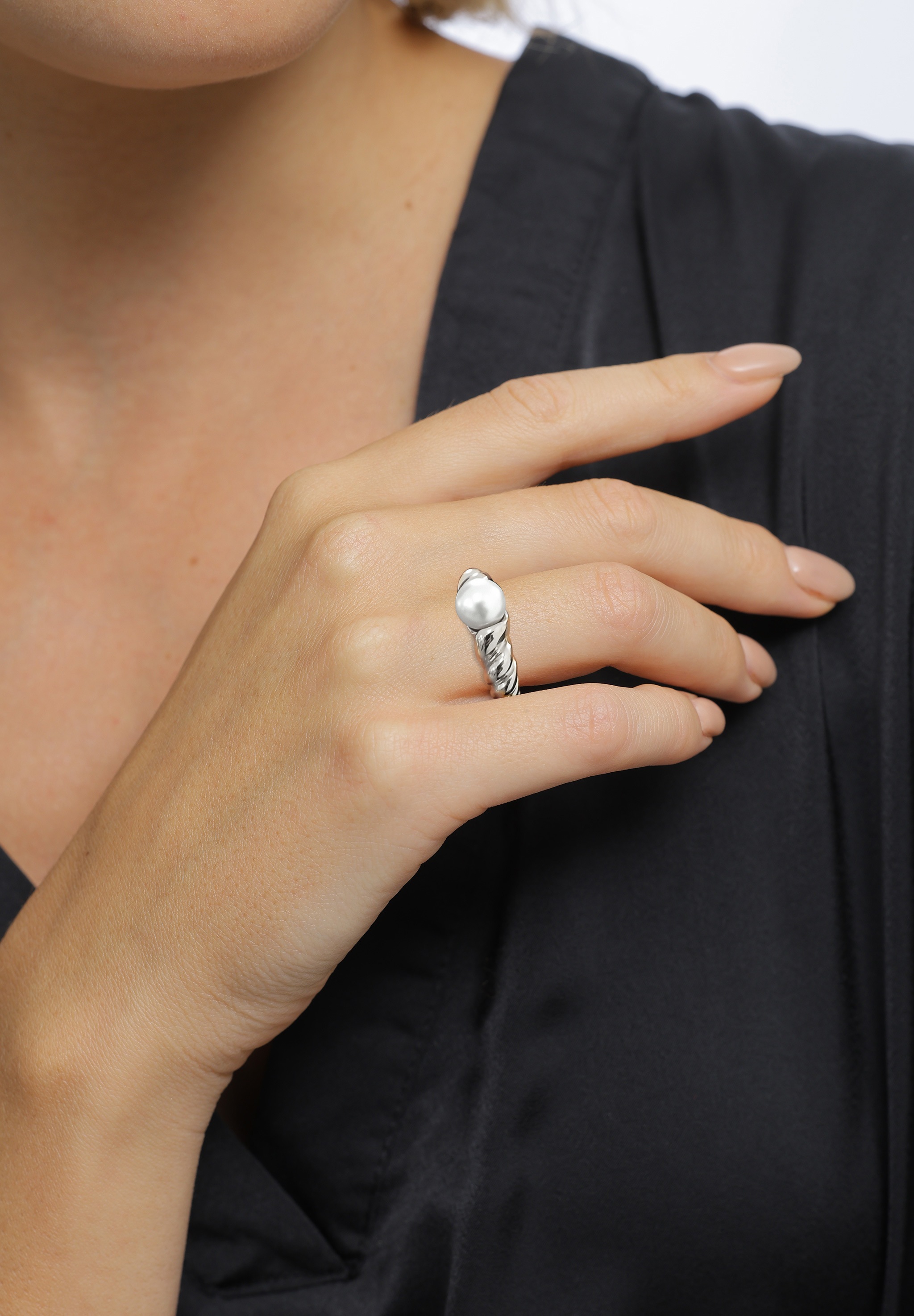 Elli Premium Perlenring »Ring Weiß 925 Sterling Silber, mit Perle von Swarovski®«