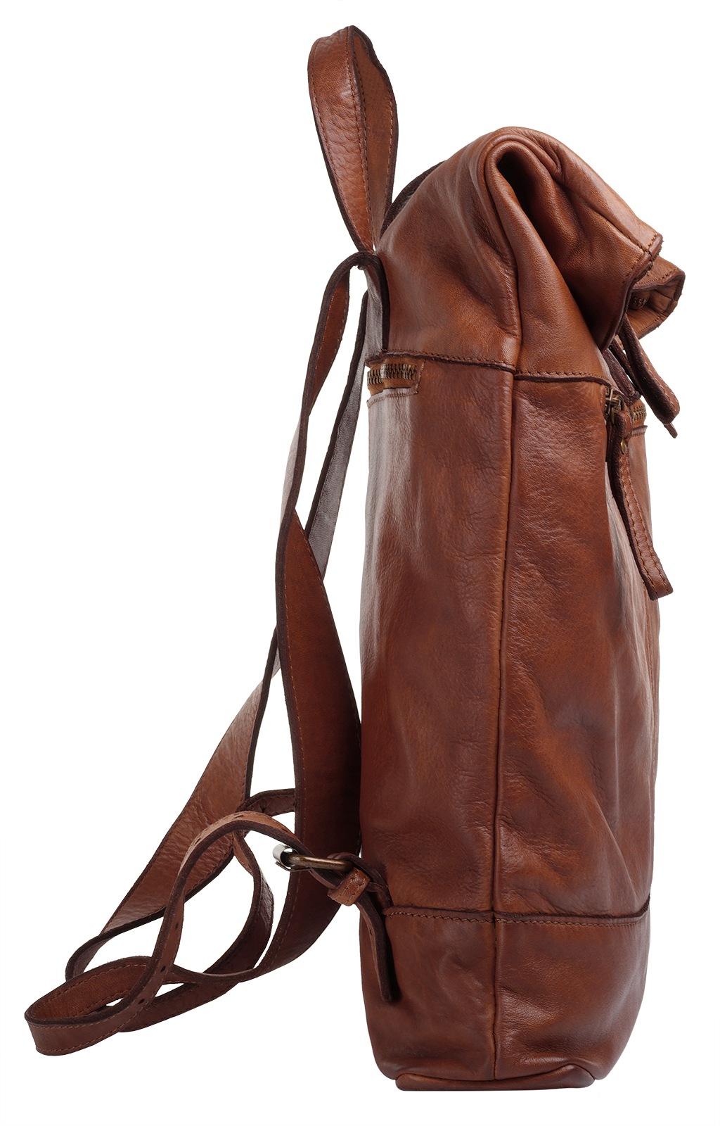 Tagesrucksack FORTY, Gr. B/H/T: 30cm x 30cm x 4cm, onesize, braun (cognac), Leder, Rindsleder, Rucksäcke, echt Leder, Made in Italy 3