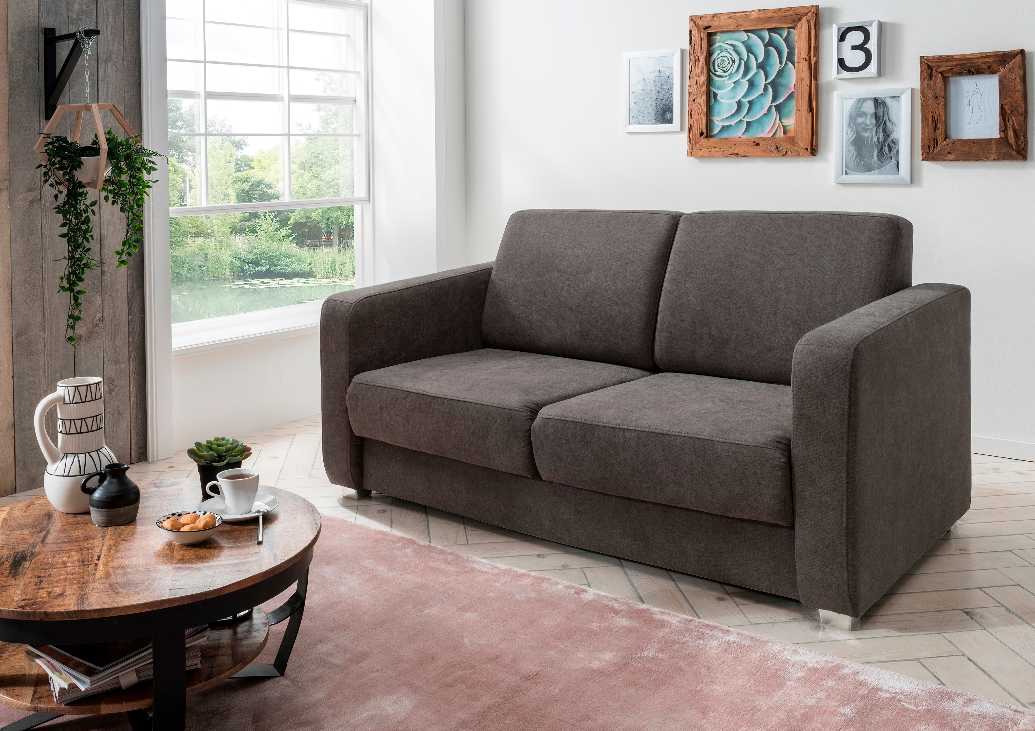 Home affaire Schlafsofa "MIA modern und bequem, schmale Armlehnen, Einzelauszug" mit 2 Einzelauszügen als Längsschläfer