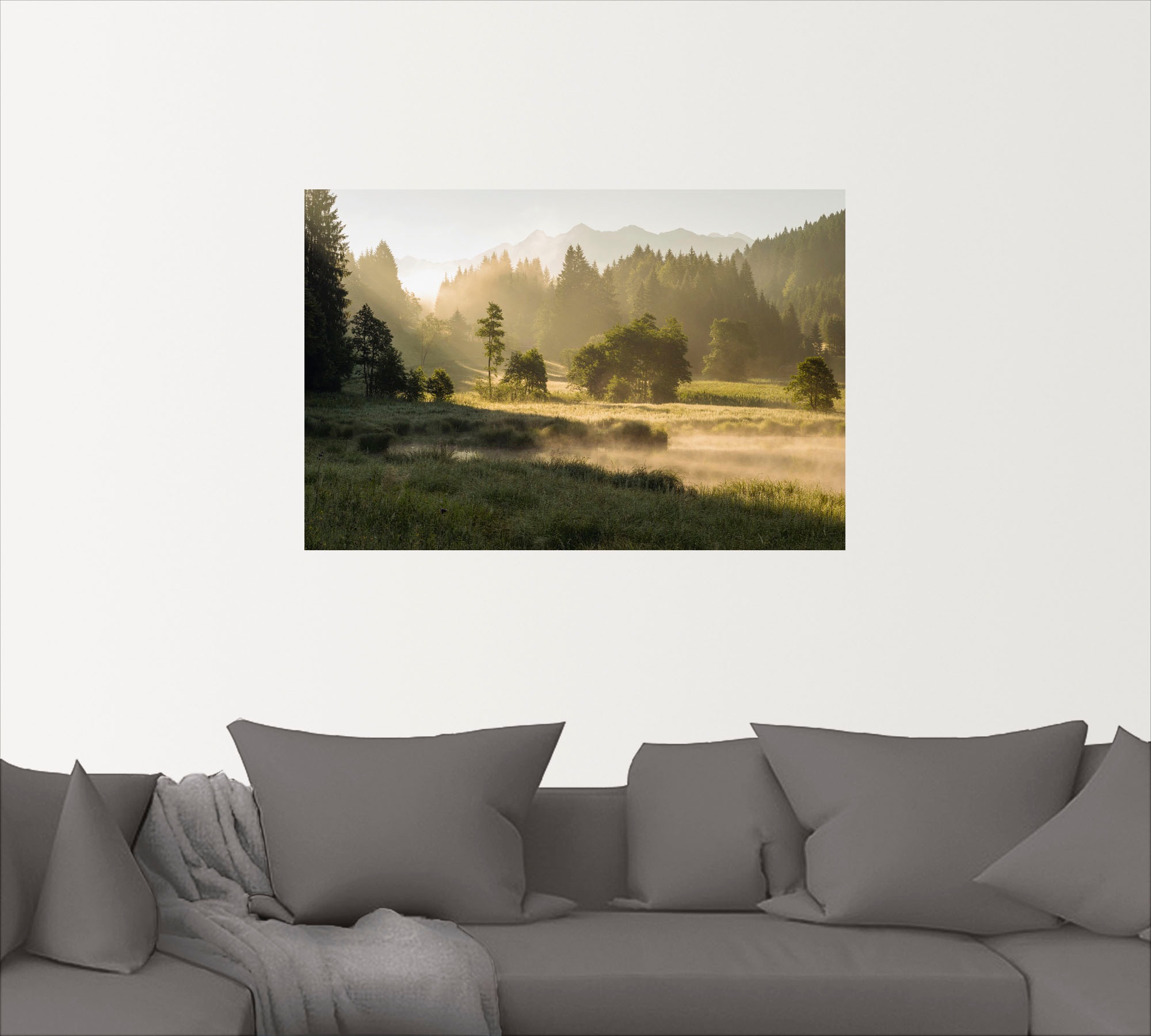 Artland Wandbild »Sommermorgen in den Alpen«, Wiesen & Bäume, (1 St.), als Leinwandbild, Wandaufkleber in verschied. Größen