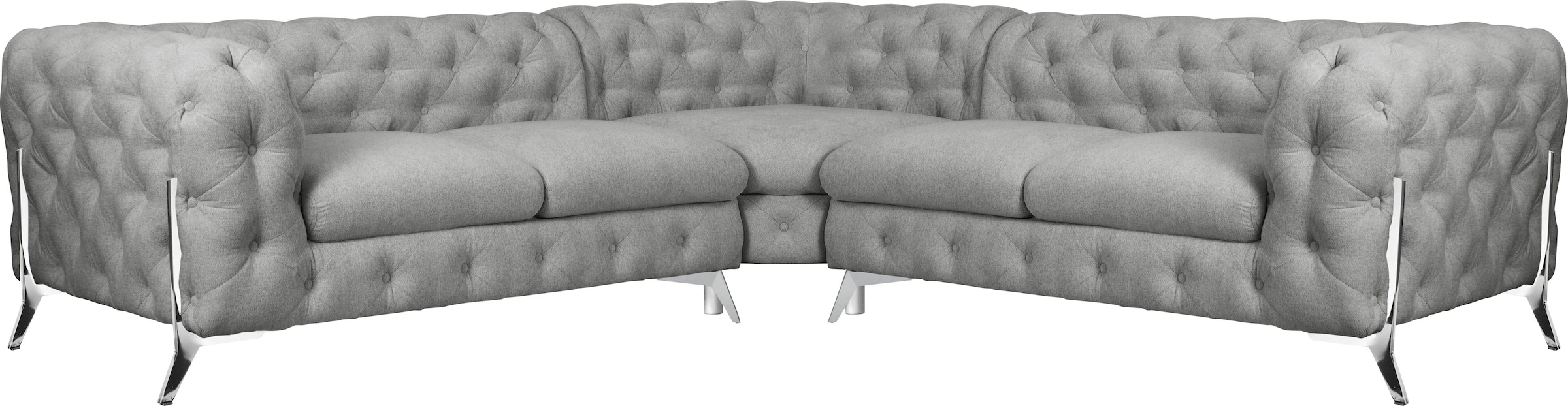 Leonique Chesterfield-Sofa »Amaury L-Form«, Chesterfield-Optik, Breite/Tiefe je 262 cm, Fußfarbe wählbar