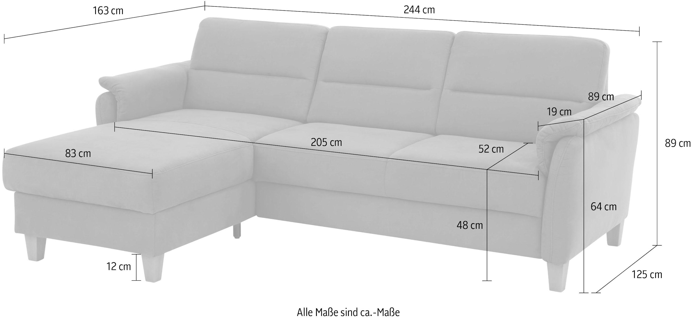 Home affaire Ecksofa »Palmera L-Form«, Federkern, wahlweise mit Bettfunktion und mit/ohne Bettkasten