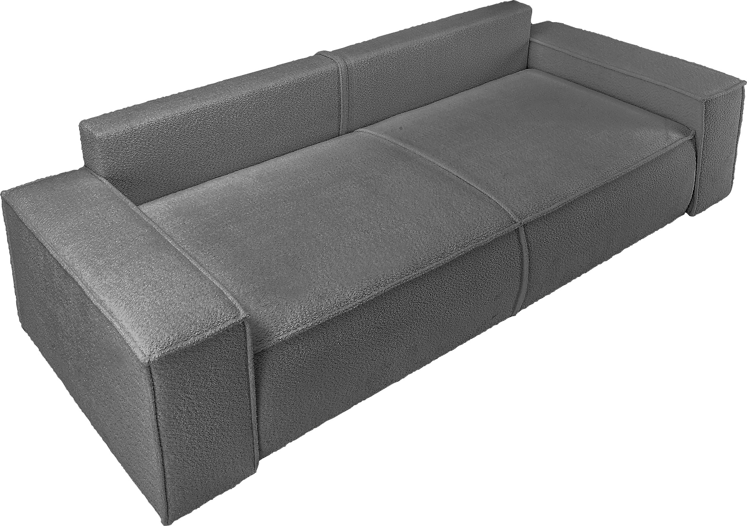 andas 3-Sitzer »FINNLEY Schlafsofa 257 cm, Schlaffunktion mit Bettkasten (200/136cm),«, in Aqua Clean-Bouclé u. Struktur fein