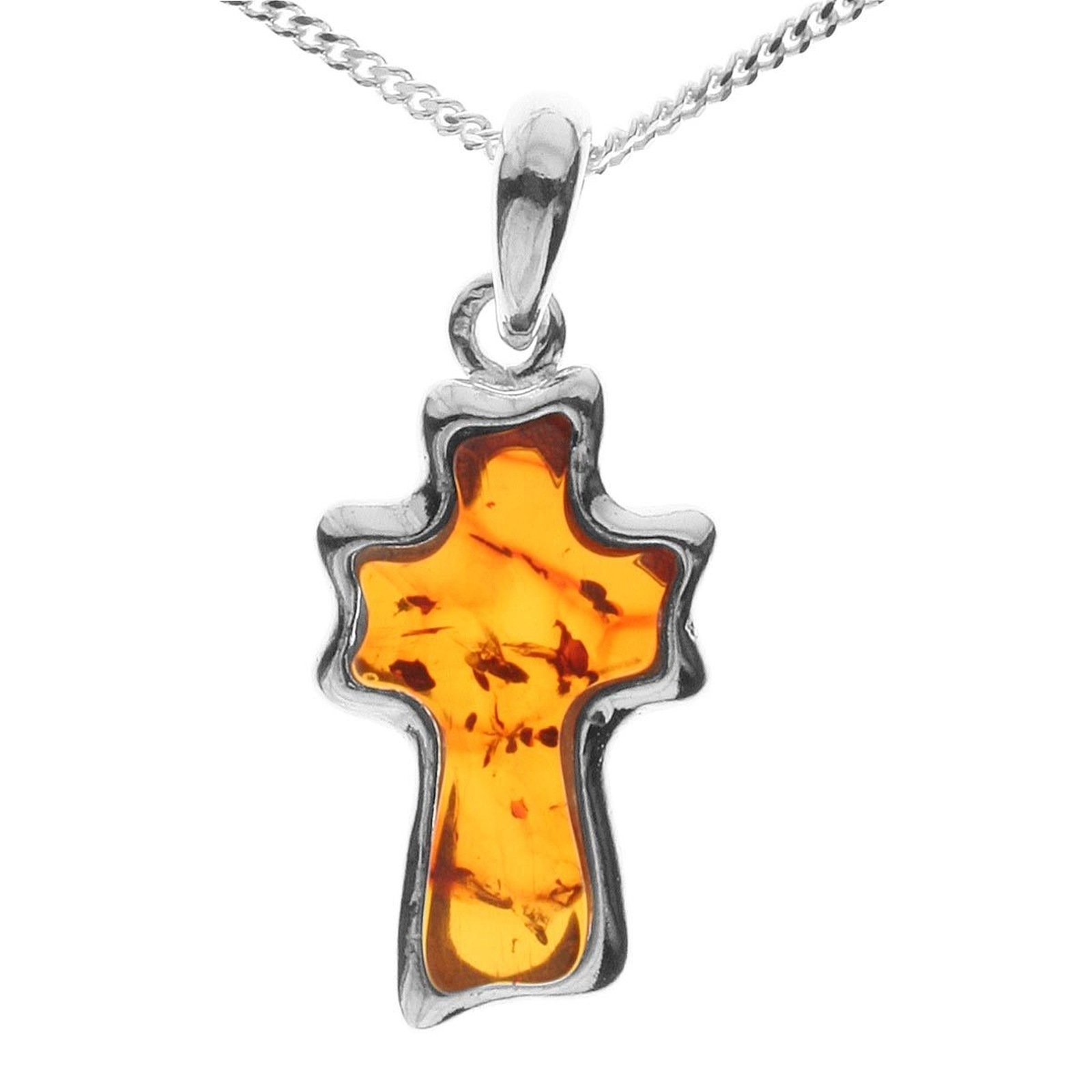 OSTSEE-SCHMUCK Damen Kette mit Anhänger "Ostsee-Schmuck Kette mit Anhänger Kreuz Kette mit Anhänger Kreuz", 50cm, Silber 925 (Sterlingsilber), L: 42,