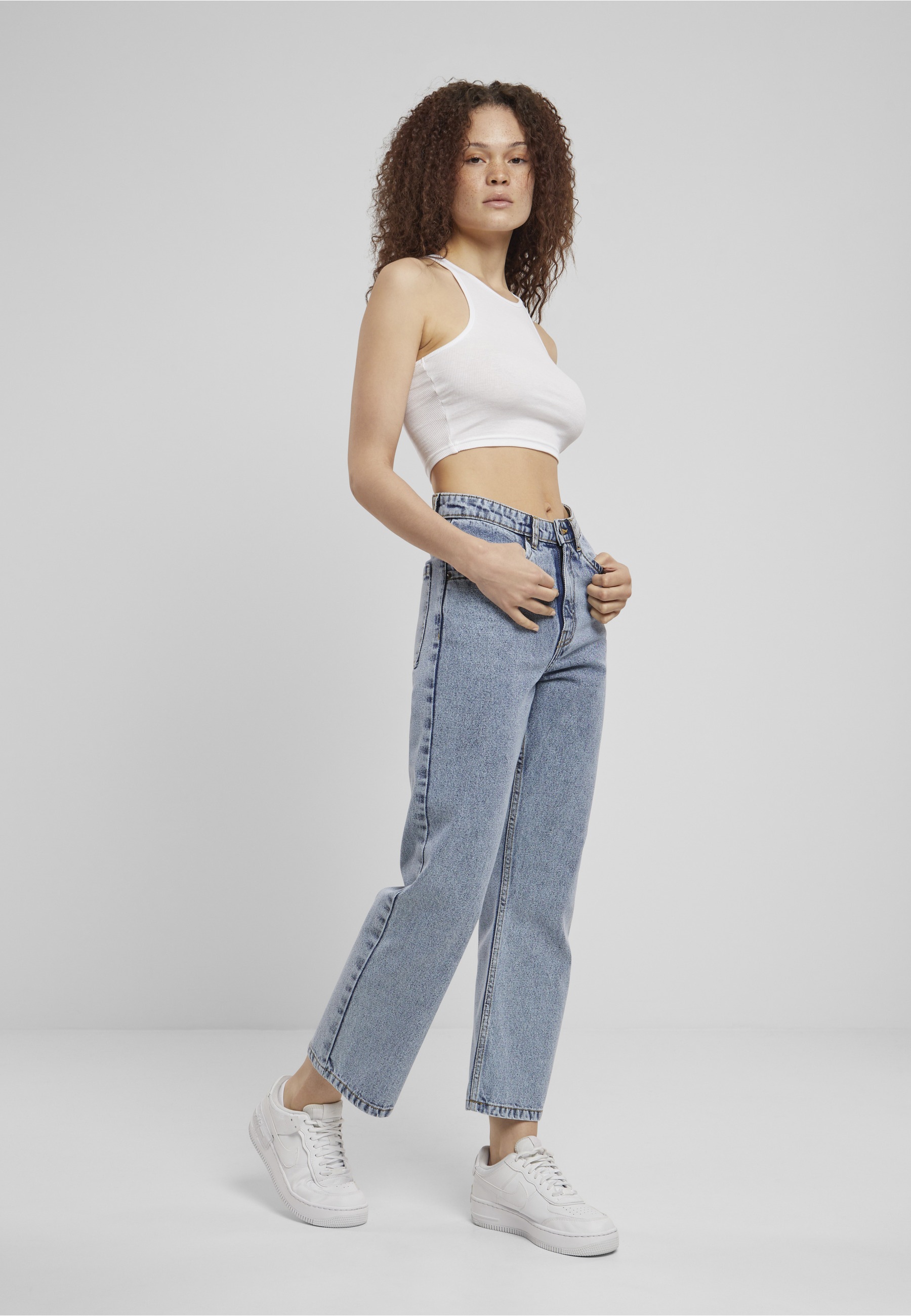 URBAN CLASSICS Bequeme Jeans »Urban Classics Damen Ladies Cropped Straight Leg Denim Pants«