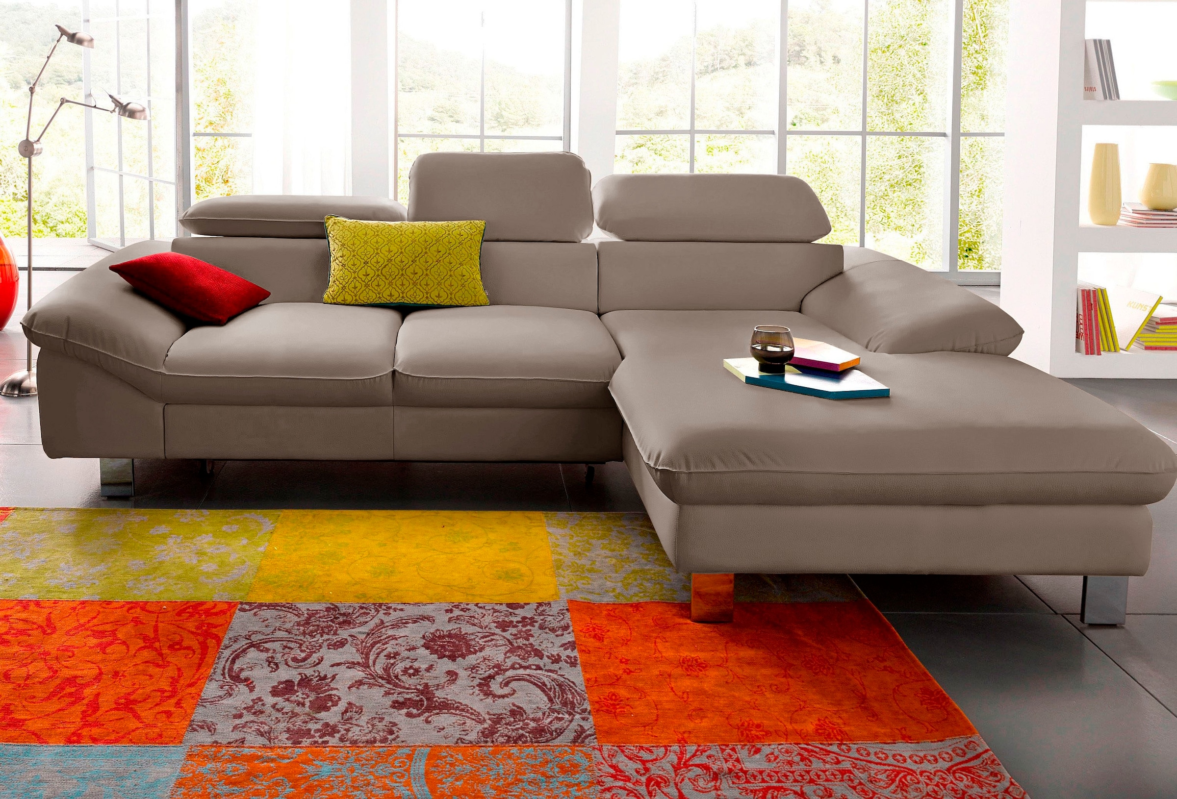 COTTA Ecksofa "Driver L-Form, B:268 cm, moderne Couch mit Wellenunterfederung" Kopfteilverstellung, optional Schlaffunktion & Bettkasten