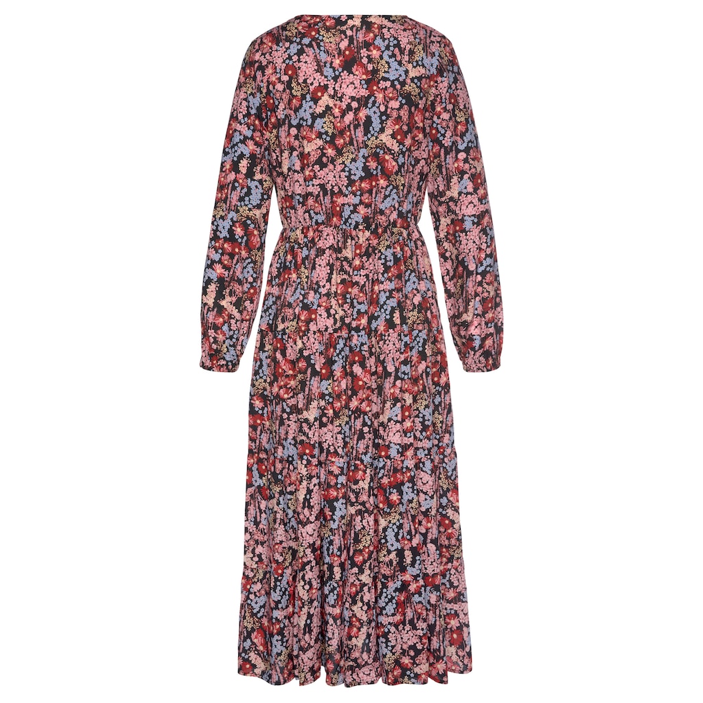 LASCANA Maxikleid, mit Blümchenprint und V-Ausschnitt, Sommerkleid