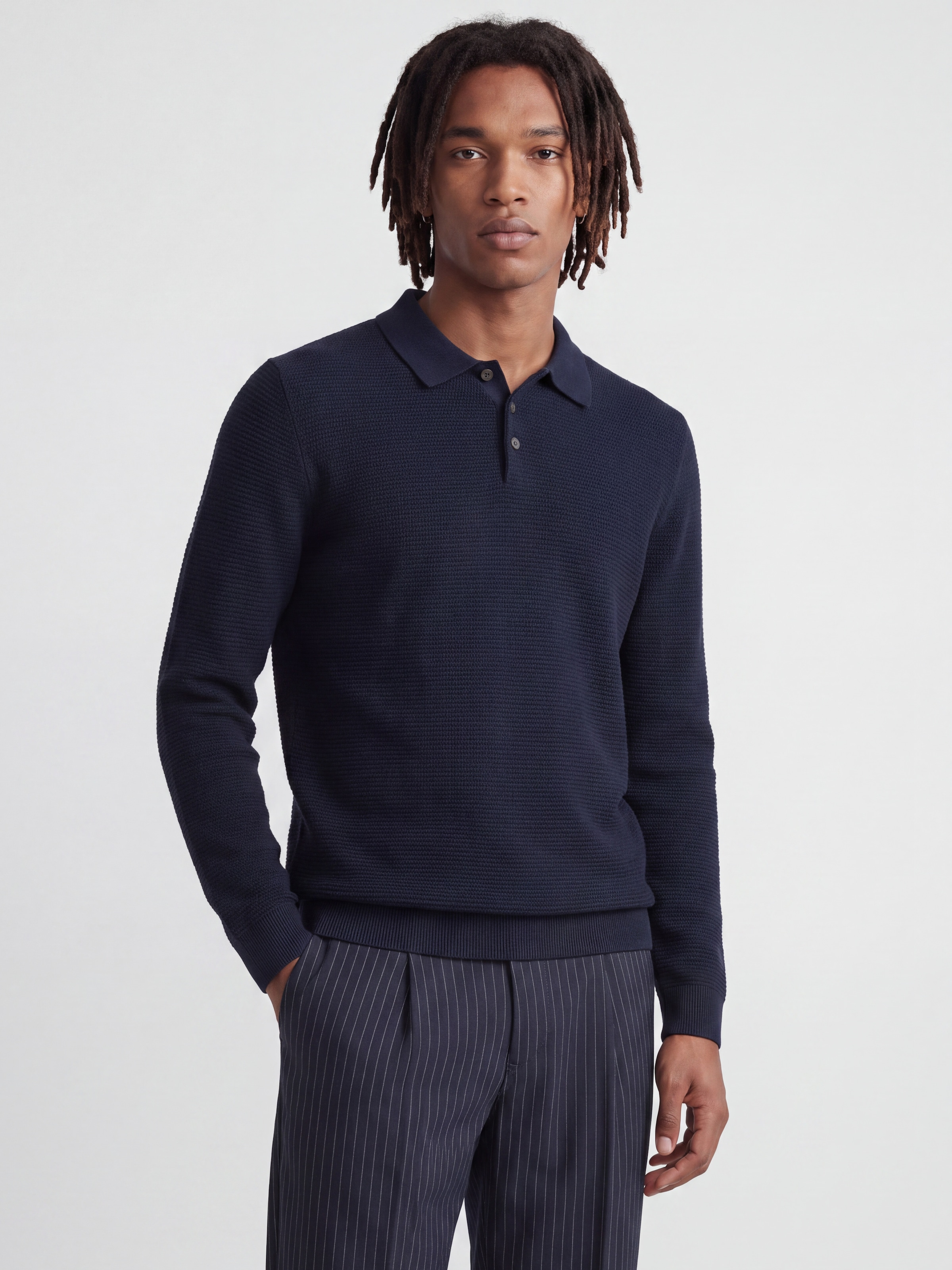 Jack & Jones Polokragenpullover "JPRBLURILEY KNIT POLO LS" Baumwolle