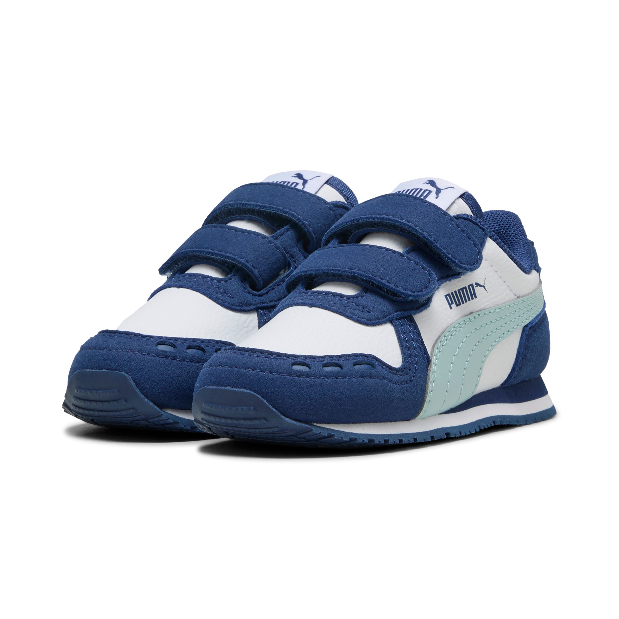 Sneaker PUMA "CABANA RACER SL 20 V INF", Kinder, Gr. 21, weiß, fresh, Synthetik, Schuhe Sneaker, mit sportlichem Retro-Stil, mit Gummilaufsohle, mit Klettverschluss