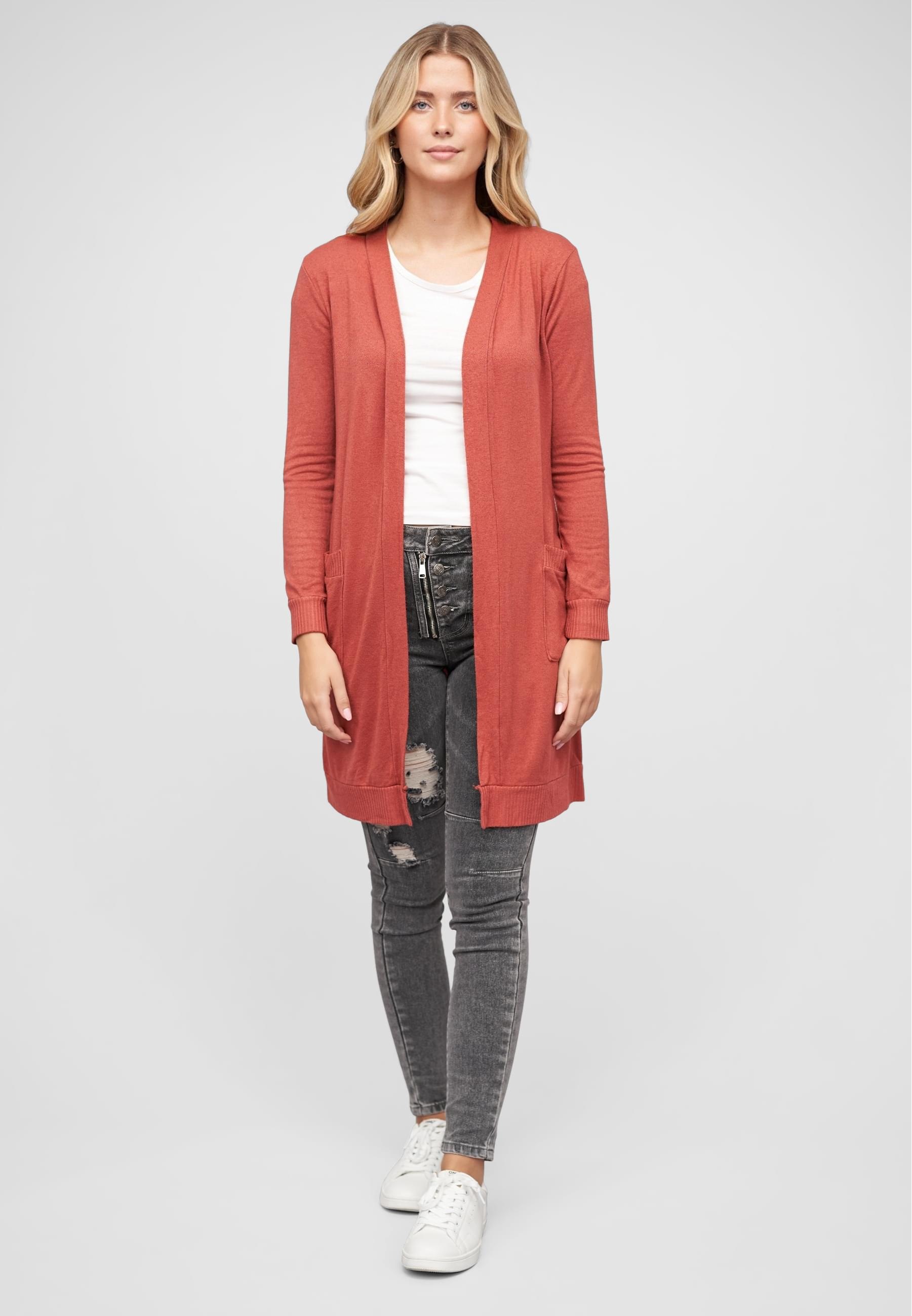 CLOUD 5IVE Strickjacke »CLOUD 5IVE Longform Viskose Cardigan mit 2 seitl. Taschen«