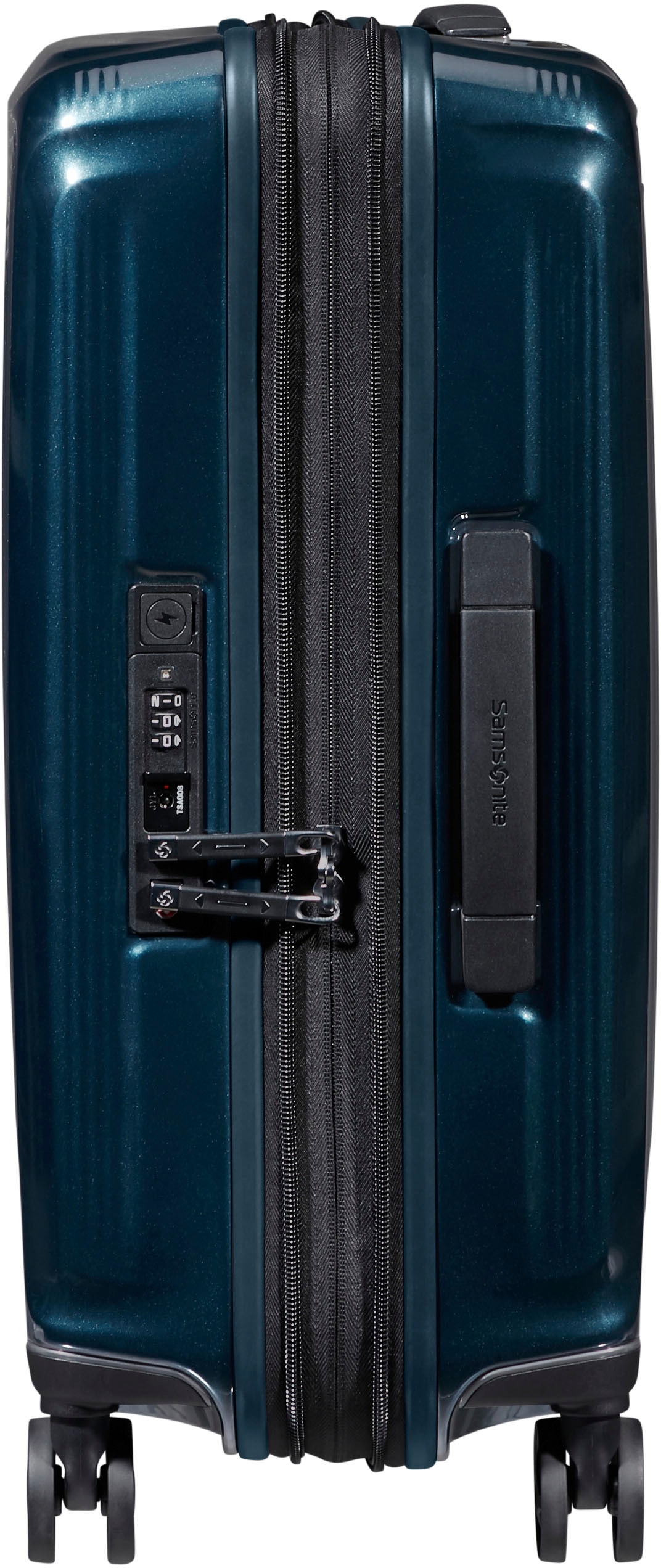 Samsonite Hartschalen-Trolley Rollen, Volumenerweiterung BAUR blue, kaufen mit und »Nuon 55 | metallic USB-Schleuse 4 dark cm«