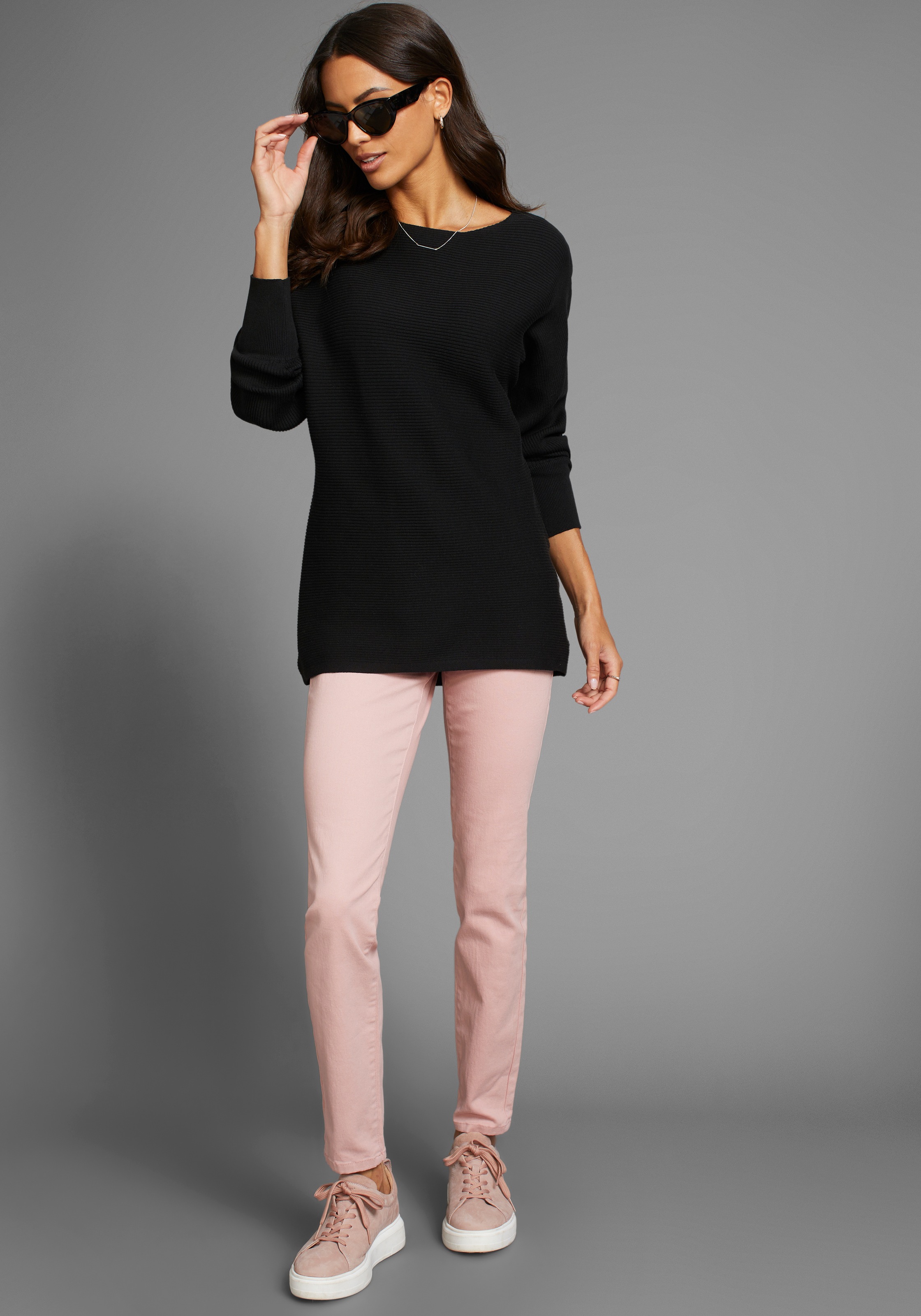 Laura Scott Rundhalspullover, in oversize und Rippstruktur