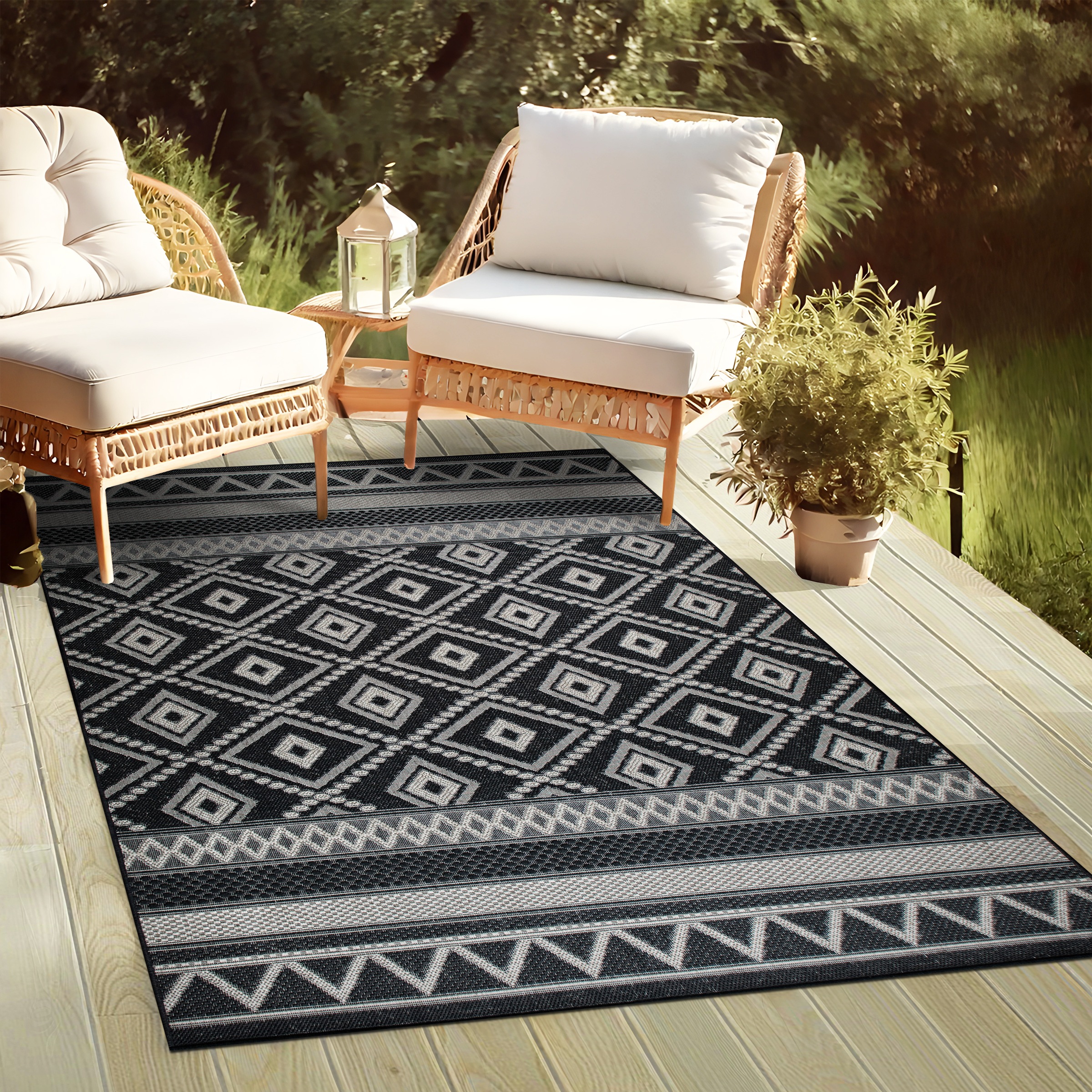 my home Teppich »Toronto auch als Läufer erhältlich«, rechteckig, 3 mm Höhe, In- und Outdoor geeignet, Sisal-Optik, Wetterfest & UV-beständig, Boho