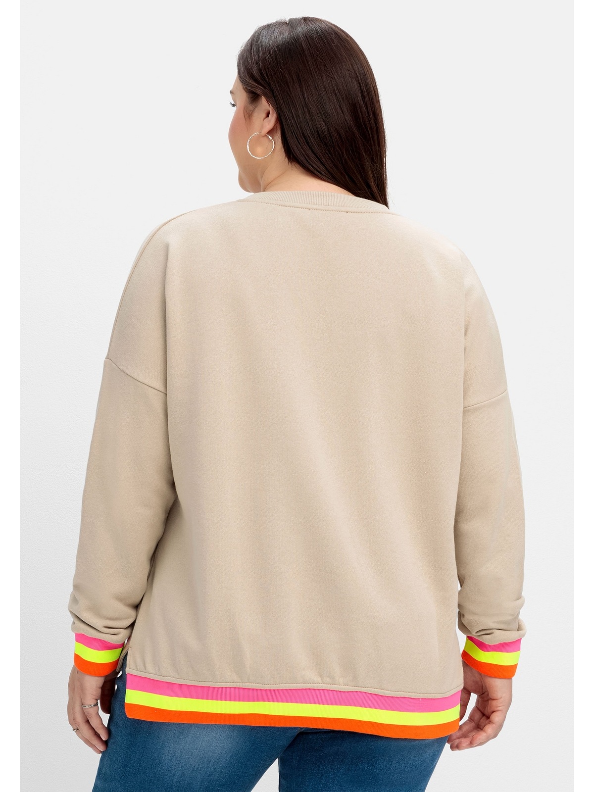 Sheego Sweatshirt »Große Größen«, mit Wordingprint und Ringelbündchen