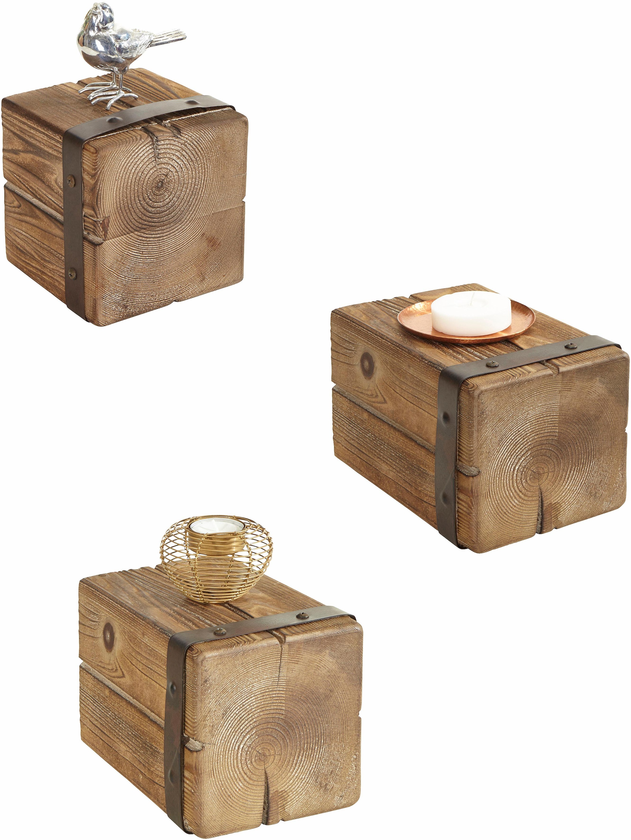 Home affaire Wandregal "Holzpfeiler" 3 Stk. tlg. günstig online kaufen