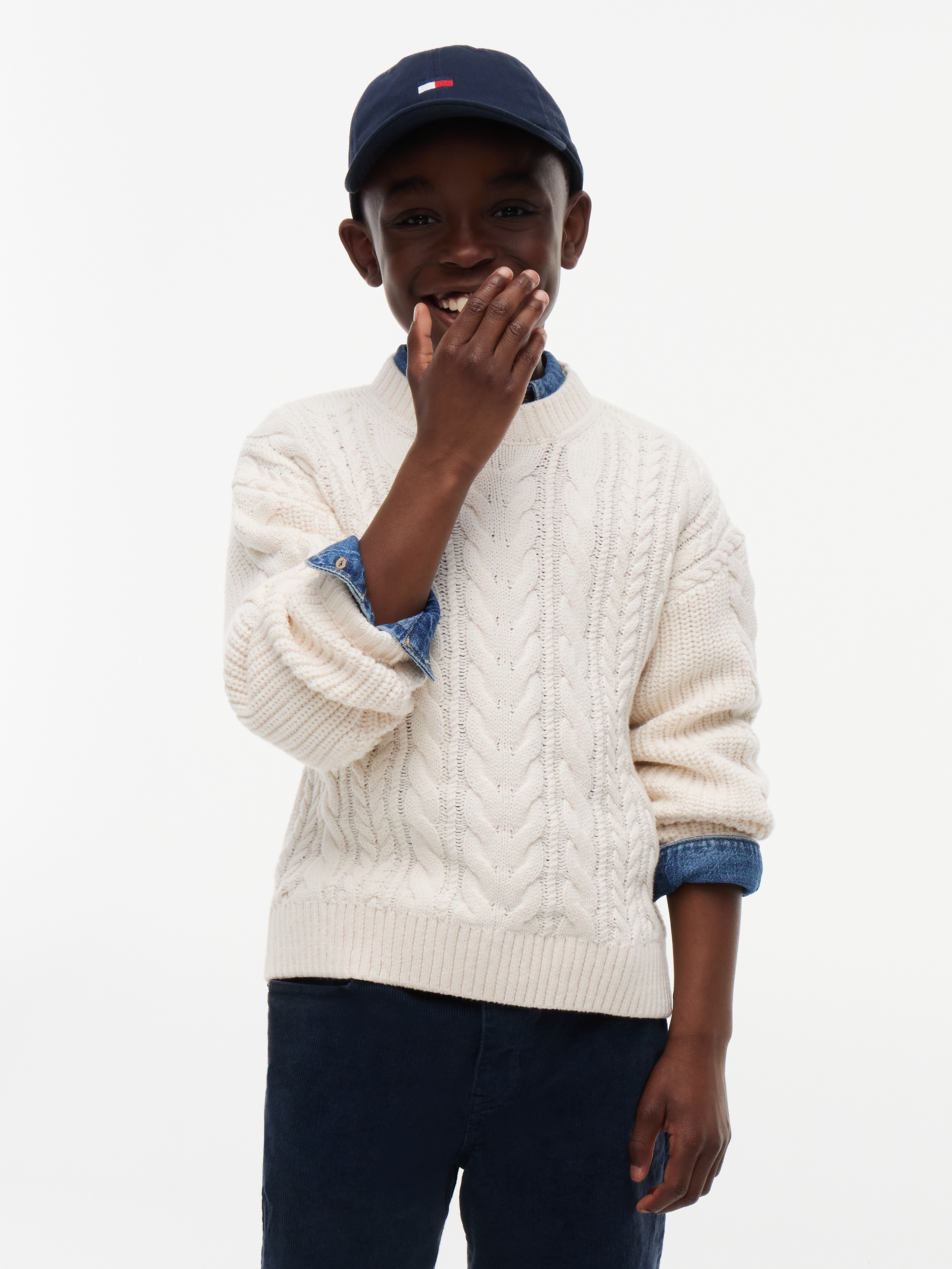 Tommy Hilfiger Strickpullover Regular Fit, Baumwoll-Mix, Kinder bis 16 Jahre