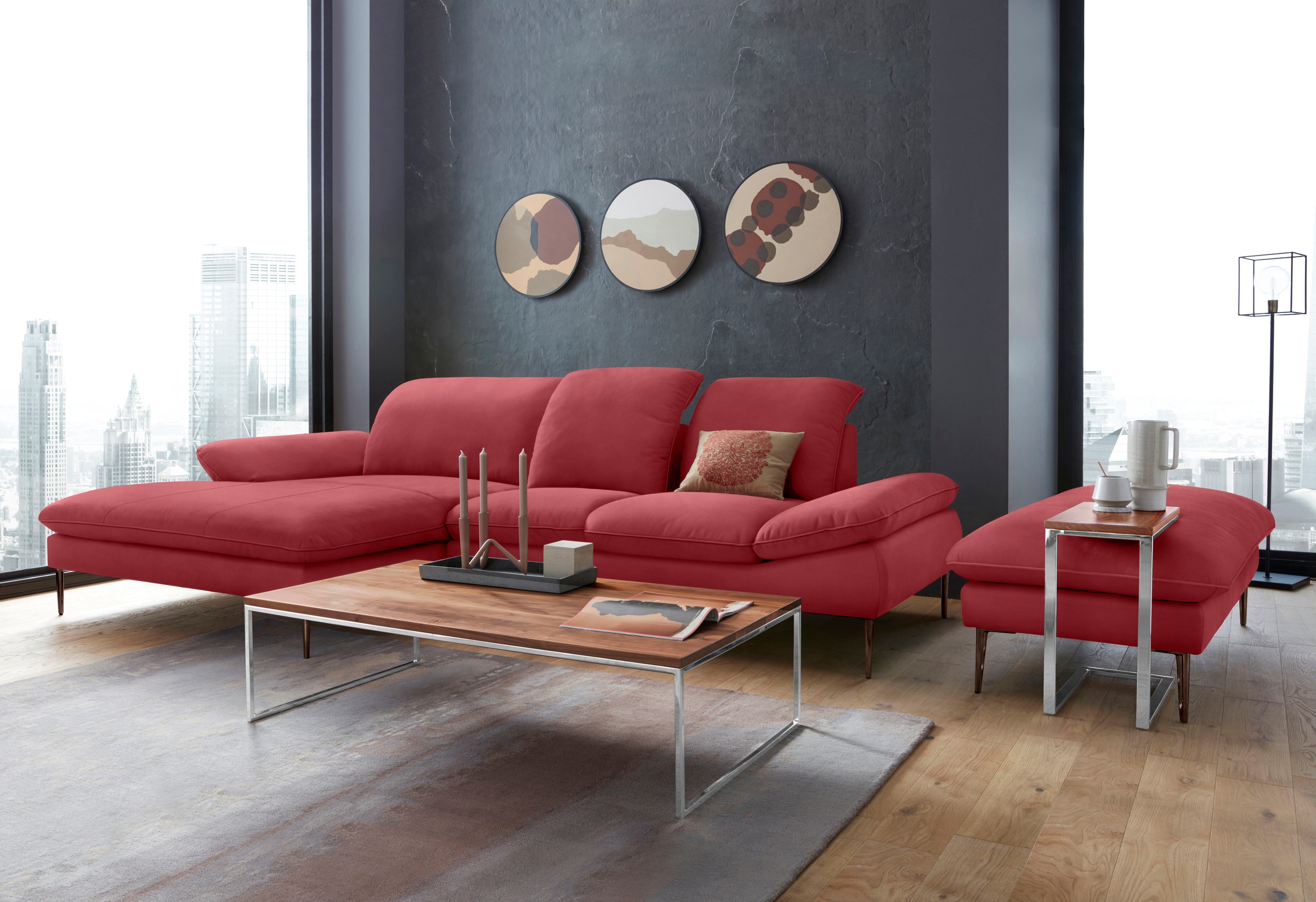 W.SCHILLIG Ecksofa »enjoy&MORE, Designsofa, bequem, zeitlos und elegant, L-Form«, Sitztiefenverstellung, Füße bronze pulverbeschichtet, Breite 310 cm