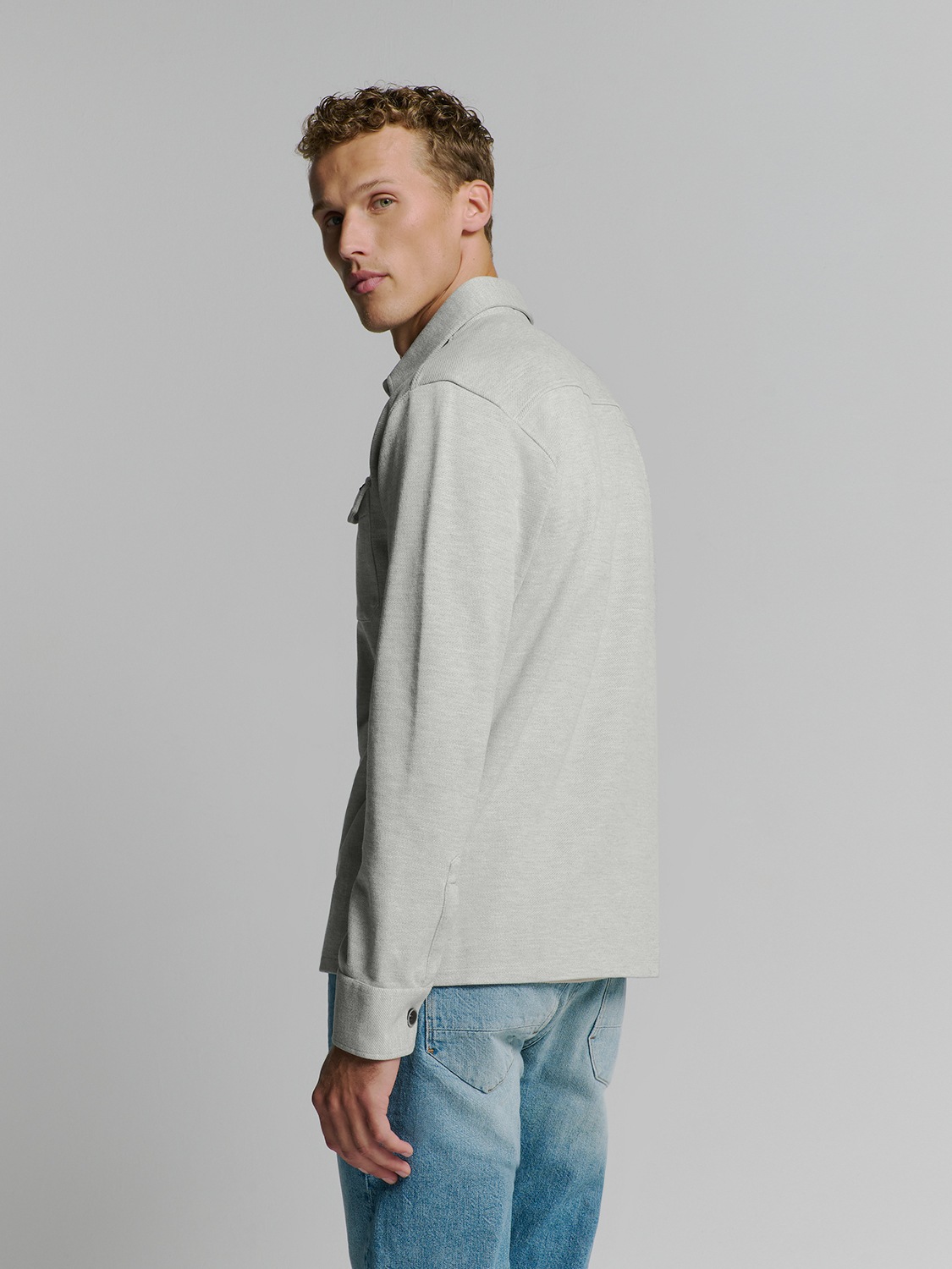 NO EXCESS Langarmhemd »No Excess Sweat Overshirt mit Knopfverschluss«