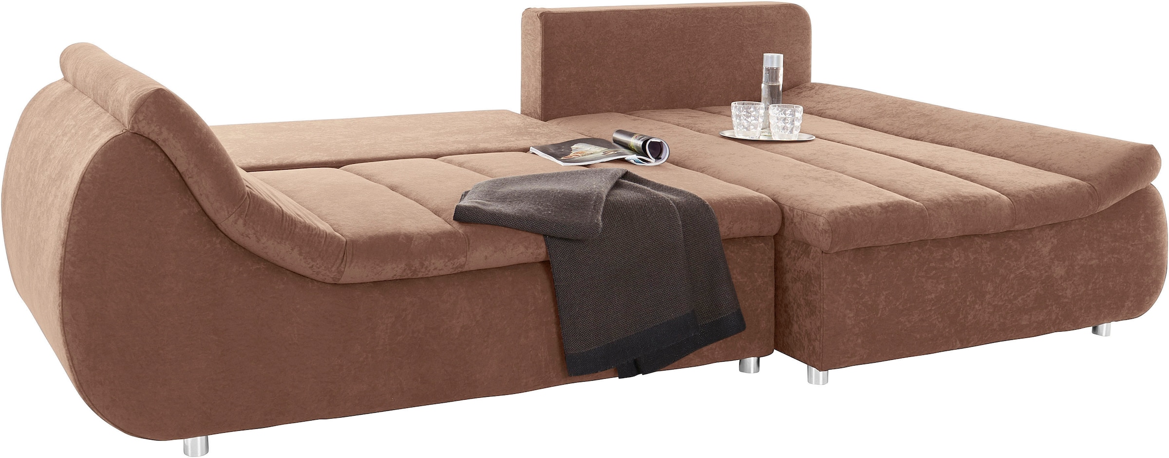 Home affaire Ecksofa »Imola, elegant und modern, aktuelle Steppung im Sitz, bequem, L-Form« frei im Raum stellbar, wahlweise mit Bettfunktion und Bettkasten