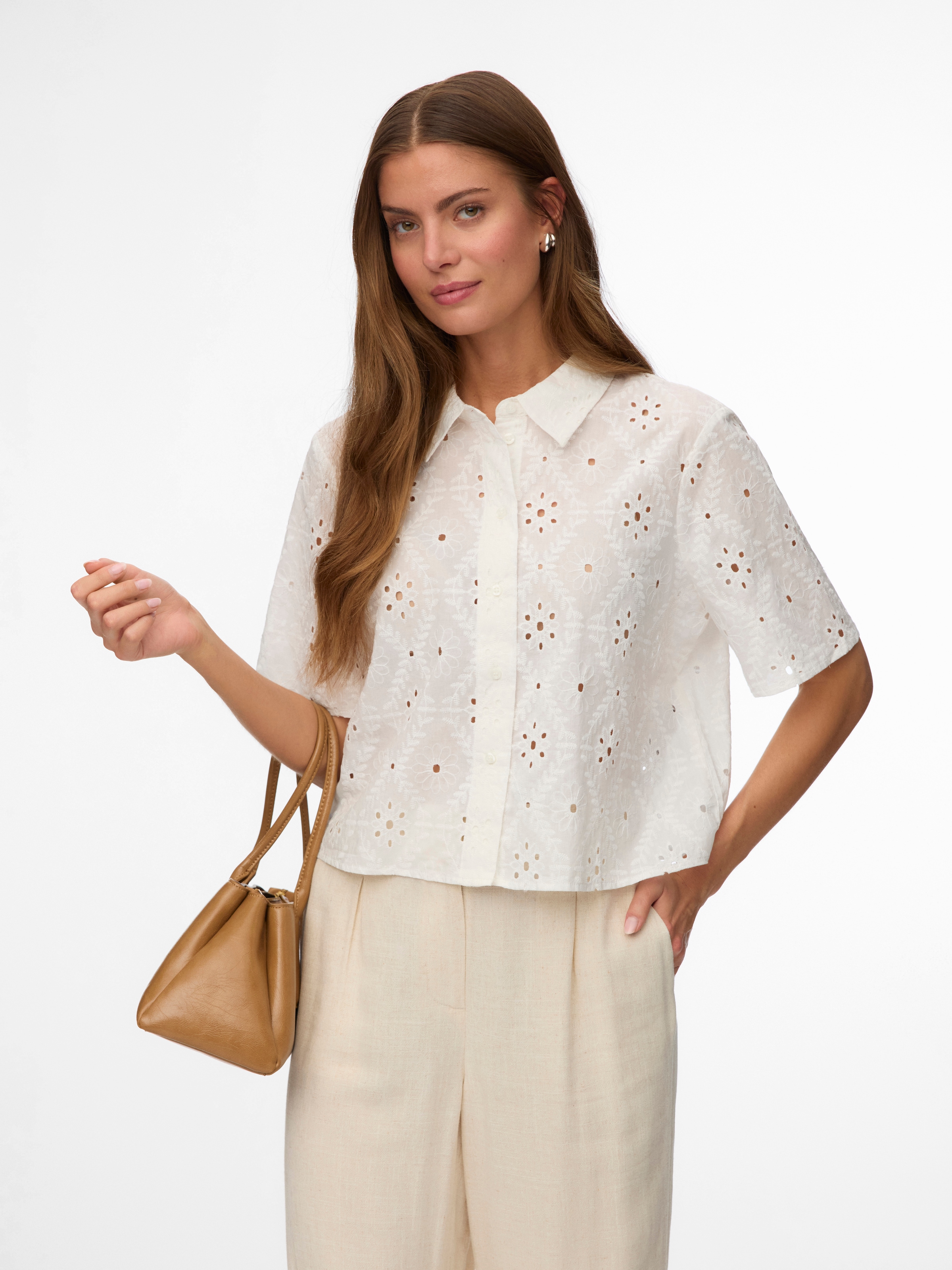 Vero Moda Kurzarmbluse »VMELIZA SHORT 2/4 SLEEVE SHIRT WVN NOOS« Baumwolle