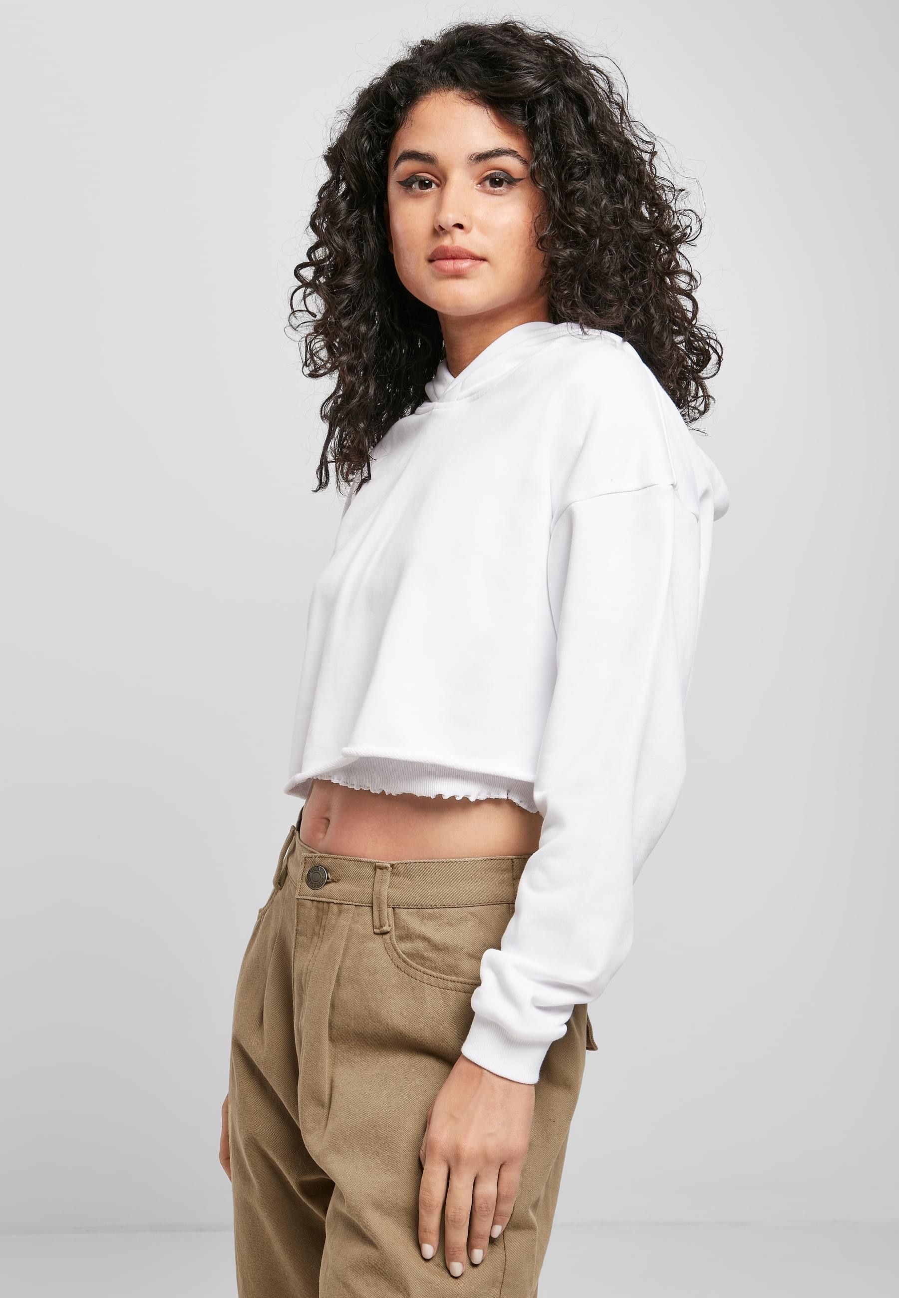 URBAN CLASSICS Rundhalspullover »Urban Classics Damen Ladies Oversized Cropped Hoody«, (1 tlg.)