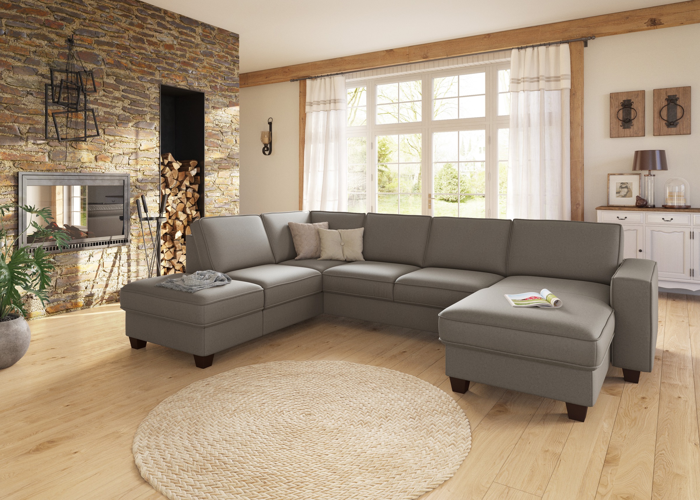 Home affaire Wohnlandschaft "County U-Form" wahlweise Ottomane links oder r günstig online kaufen