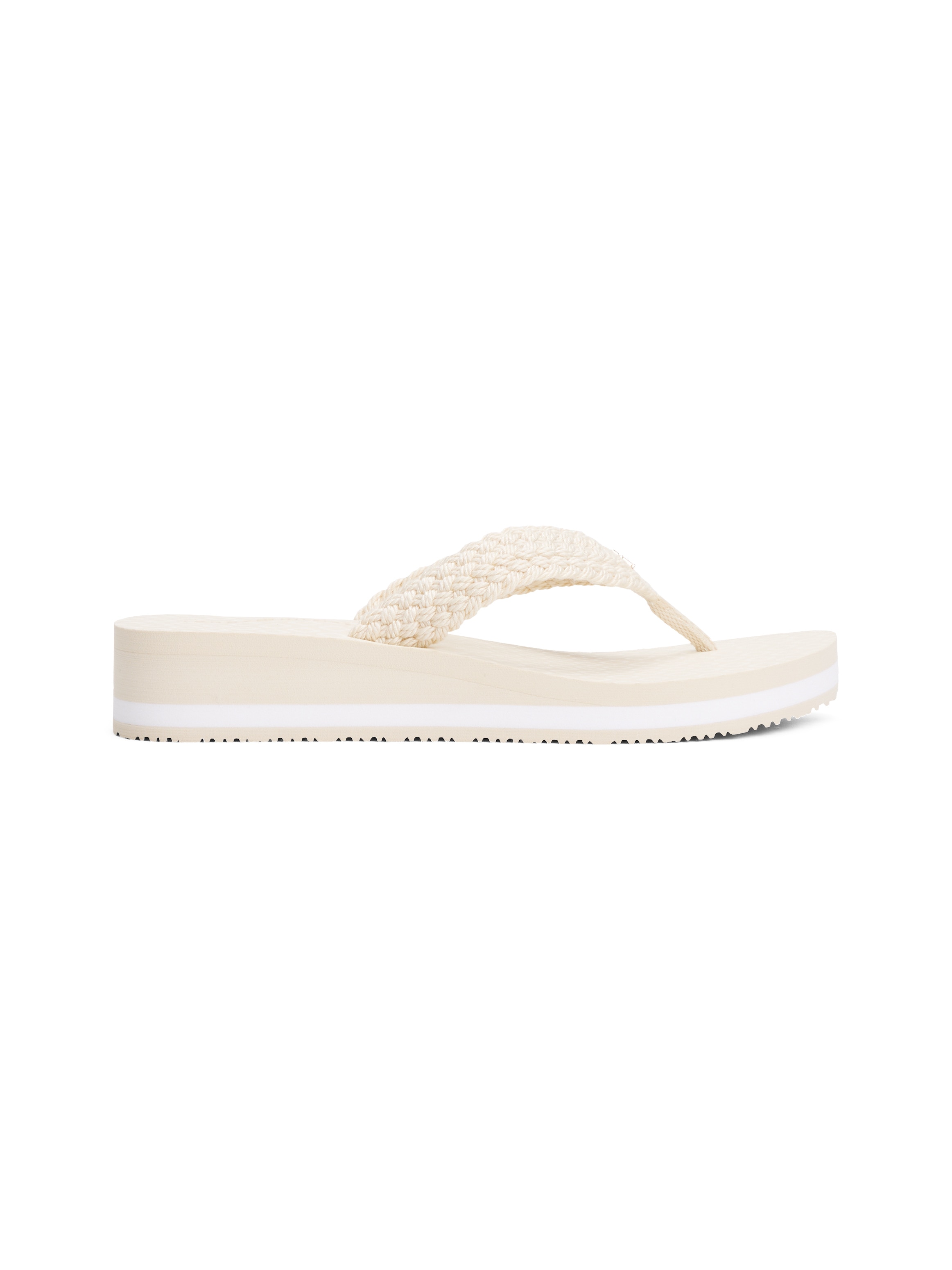 Tommy Hilfiger Dianette »TH CROCHET MID BEACH SANDAL«, Keilabsatz, Plateau, Zehentrenner, Sommerschuh mit Label