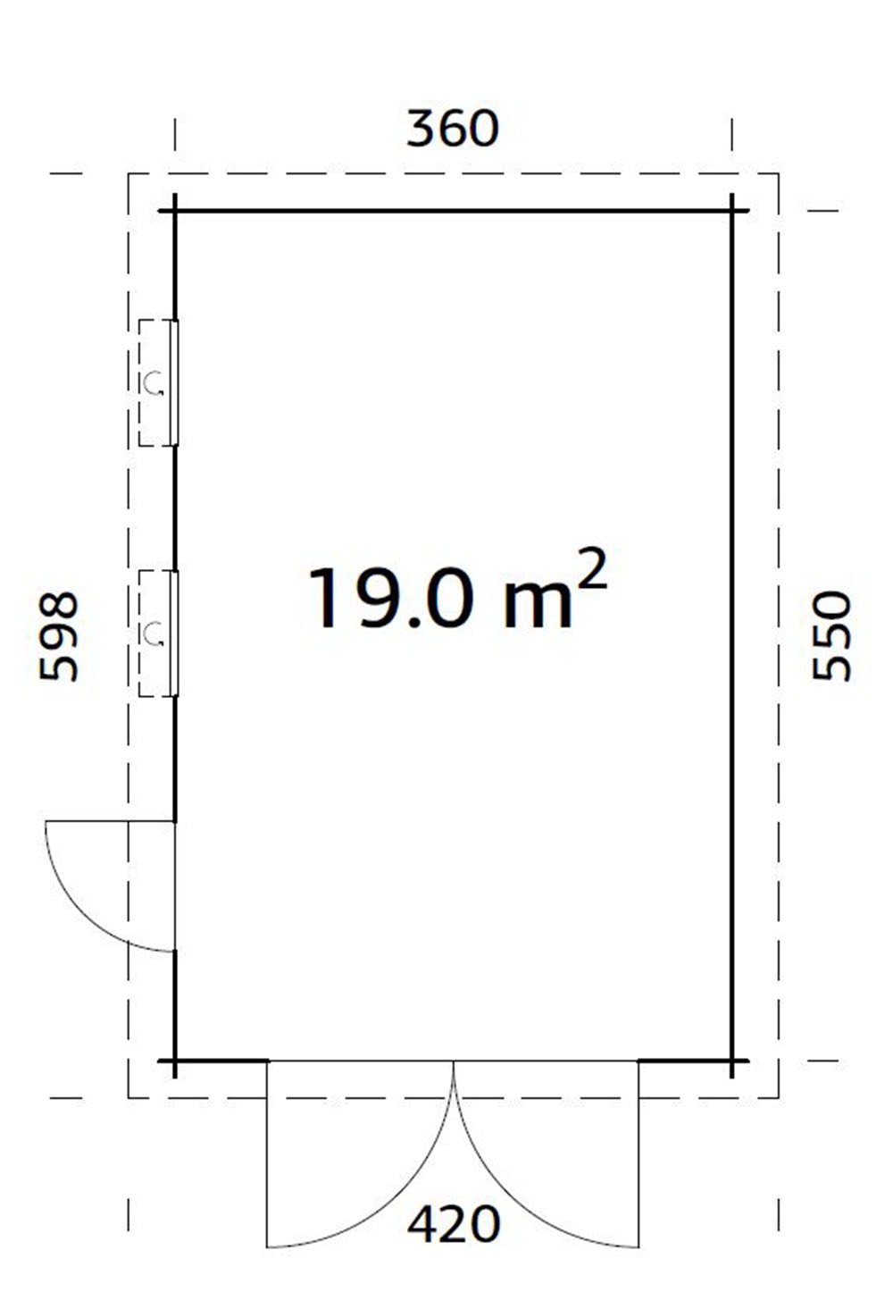 Palmako Garage »Rasmus, mit Holztor« BxTxH: 420x598x253 cm