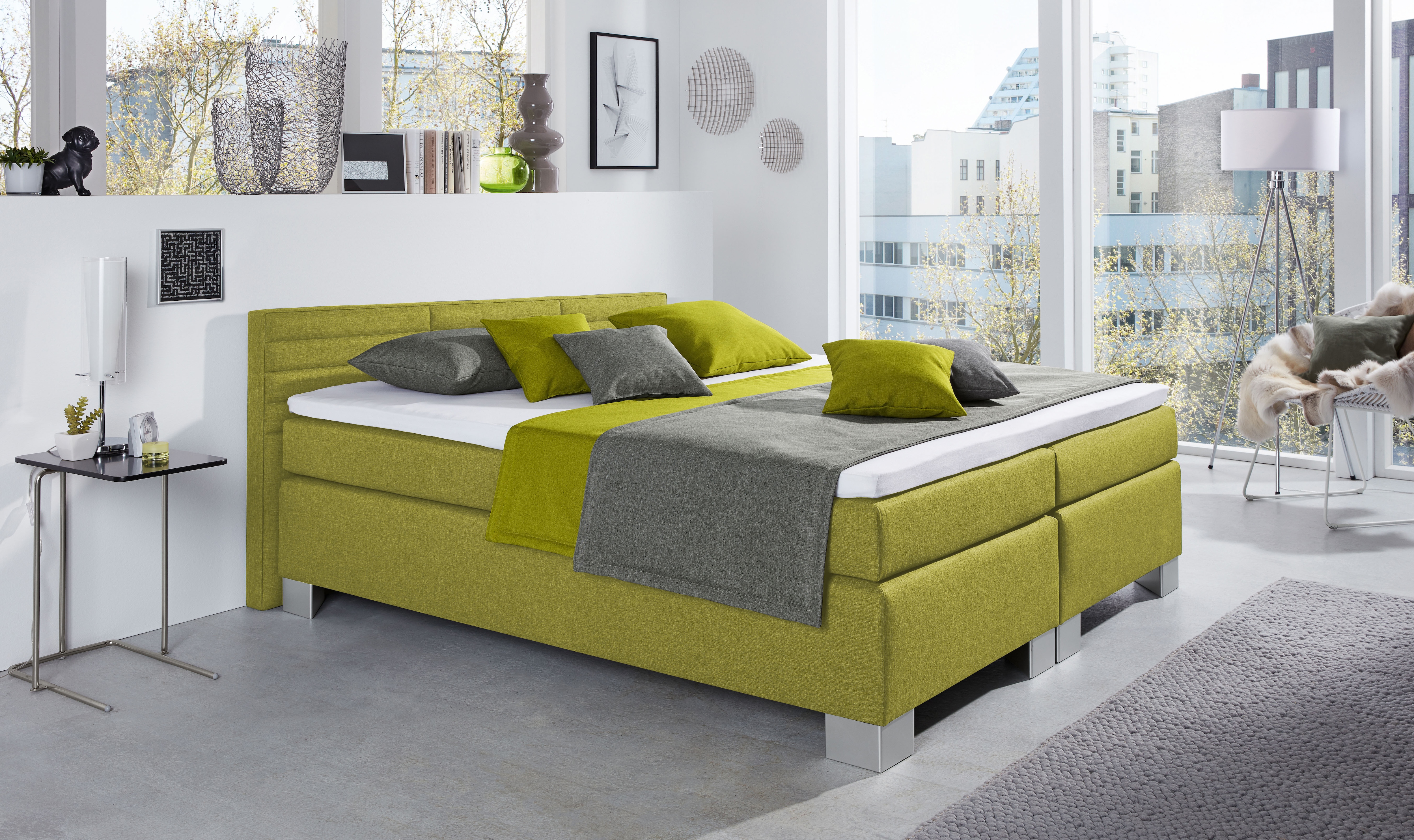 hapo Boxspringbett "ATLANTA mit niedrigem Kopfteil" Topper separat erhältlich, erhältlich in verschiedenen Breiten, Farben & Matratzenarten