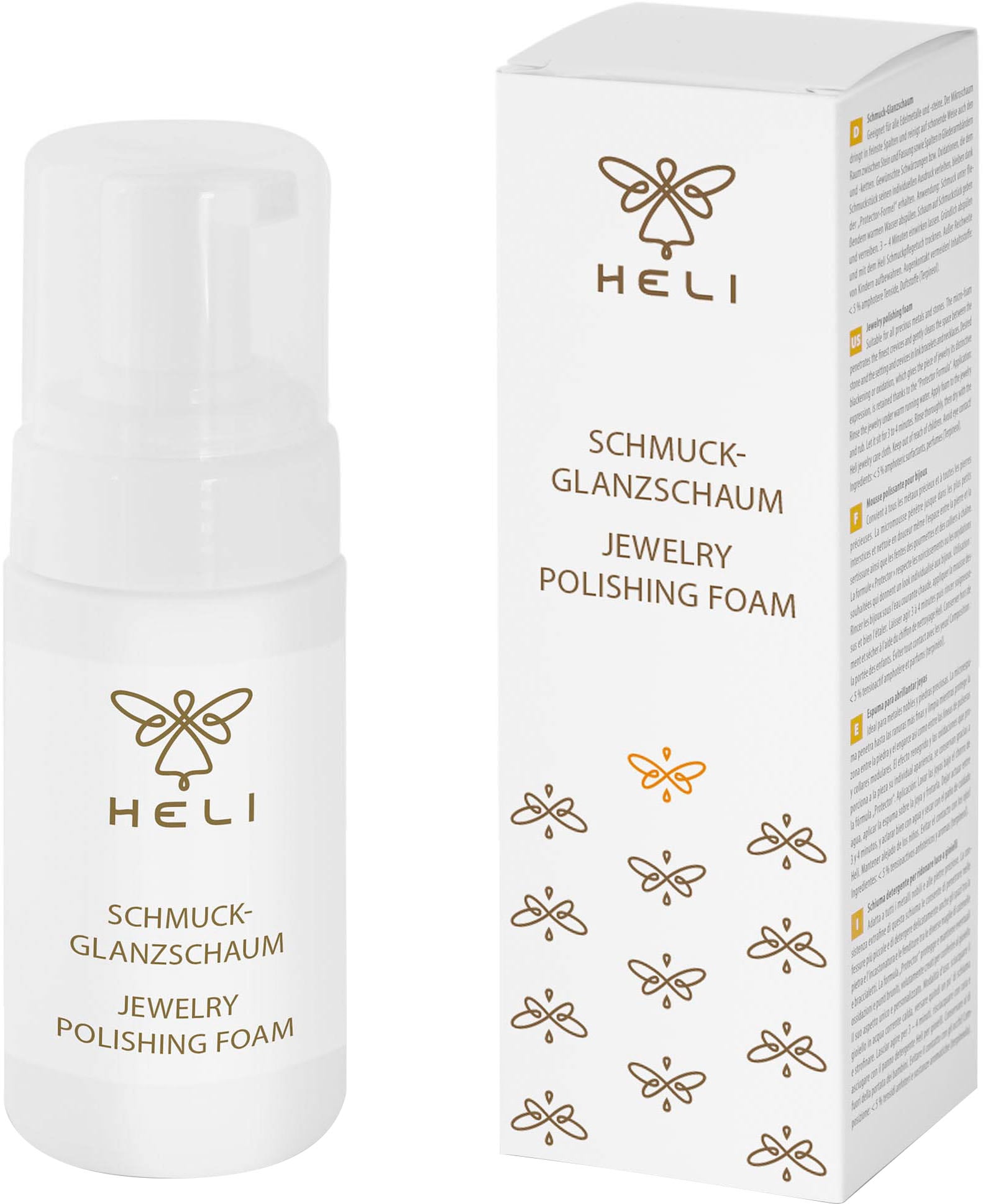 HELI Schmuckreiniger "Schmuck Geschenk Schmuckpflege Glanzschaum", 100ml, weiß, B:5cm H:15,7cm T:5cm, Reinigungsmittel, entfernt Schmutz, Fett und