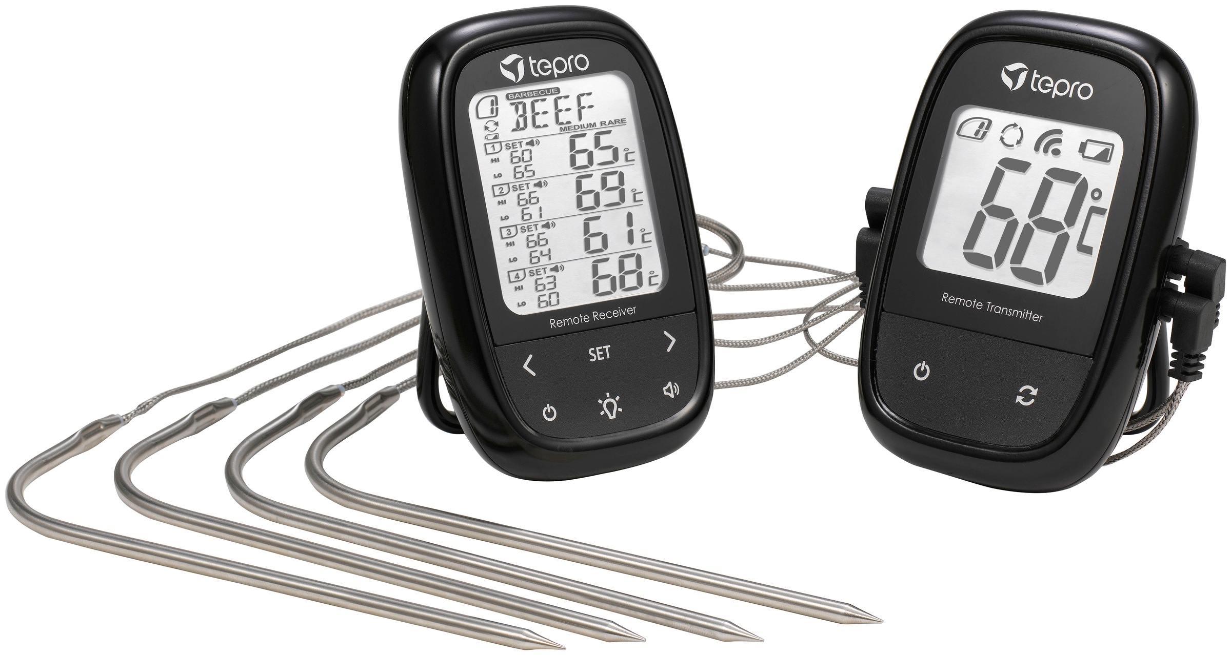 Grillthermometer TEPRO, schwarz, B:6,5cm H:10cm T:2,7cm, Kunststoff, Temperaturmessgeräte - Einheitsgröße