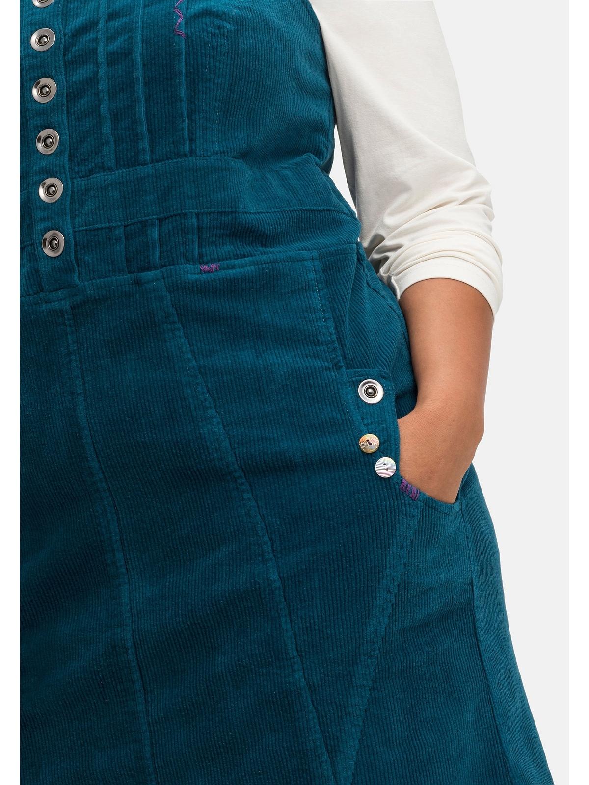 sheego by Joe Browns Trägerkleid »Große Größen«, aus Cord, mit Druckknöpfen  und Taschen kaufen | BAUR