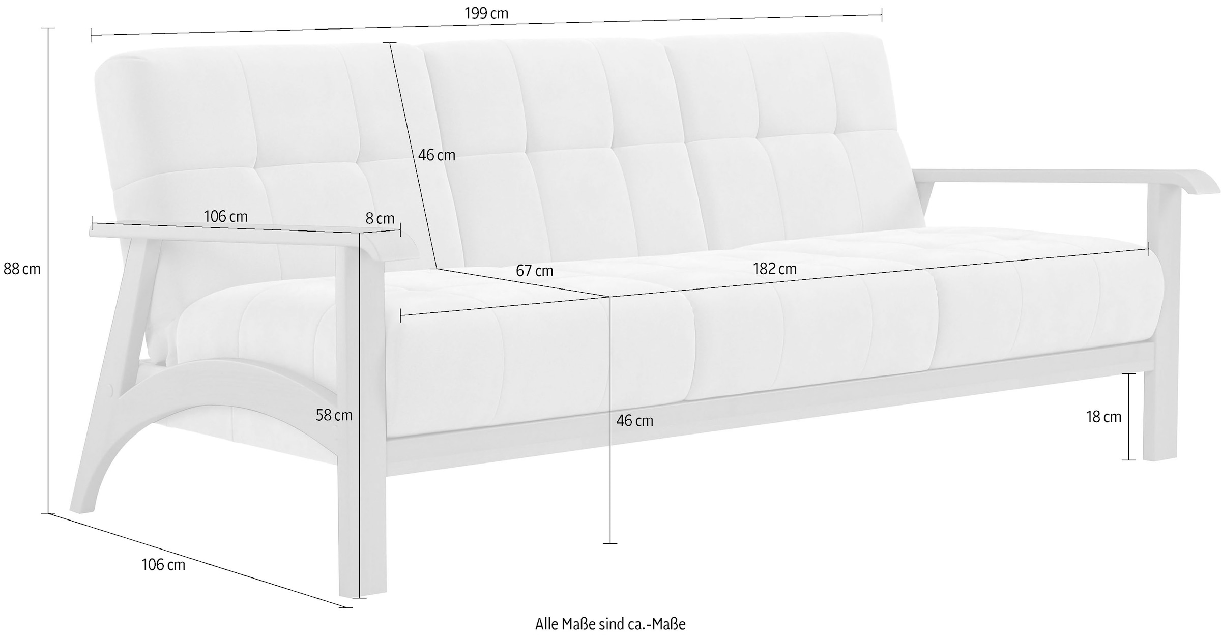 sit&more 3-Sitzer »Billund«, Armlehnen aus Buchenholz in natur, verschiedene Bezüge und Farben