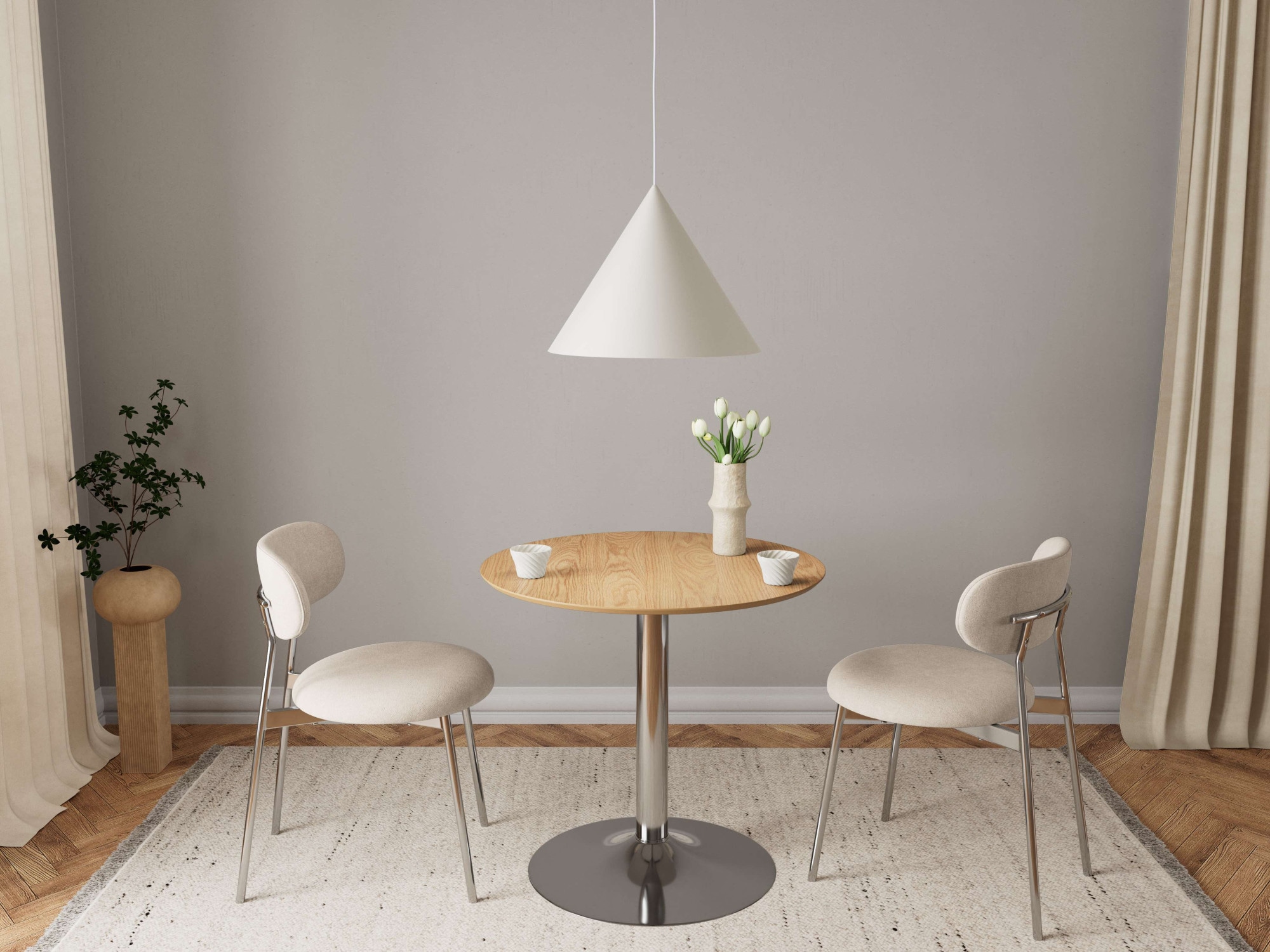 ACTONA GROUP Bartisch »Ibiza, Bistrotisch« Tisch,Eiche,Chrom Stahl,80x74cm