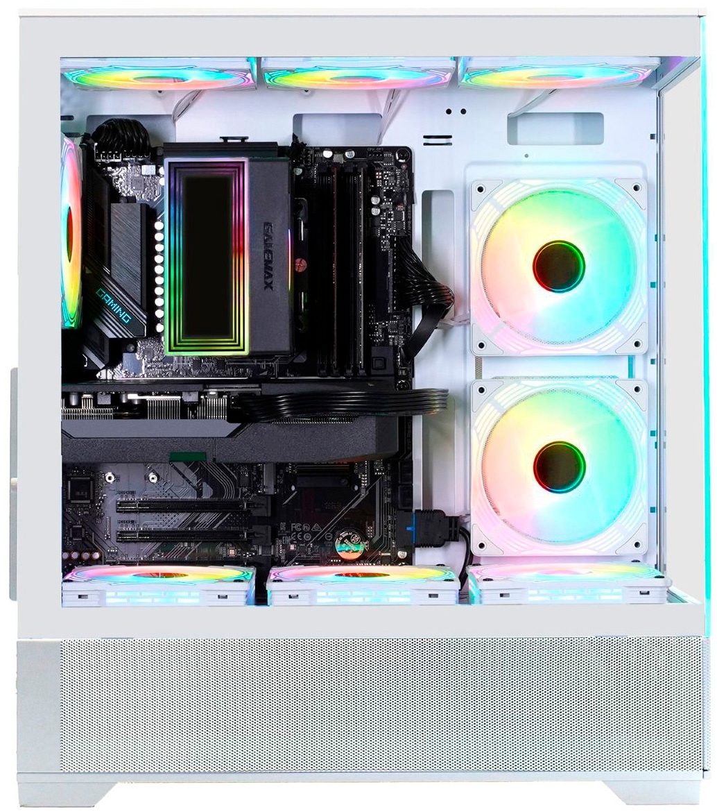 GAMEMAX Gaming-PC-Komplettsystem »MegaDeal Vista AB 2885 AMD Ryzen 5 7500F 32GB DDR5 1TB SSD RX 9070« 34 ″ AMD Ryzen 5 Radeon RX 9070 32 GB RAM 1.000 GB SSD Windows 11, DDR5 RAM+ MSI PRO MP341CQW LED-Monitor Curved 86,4cm (34")