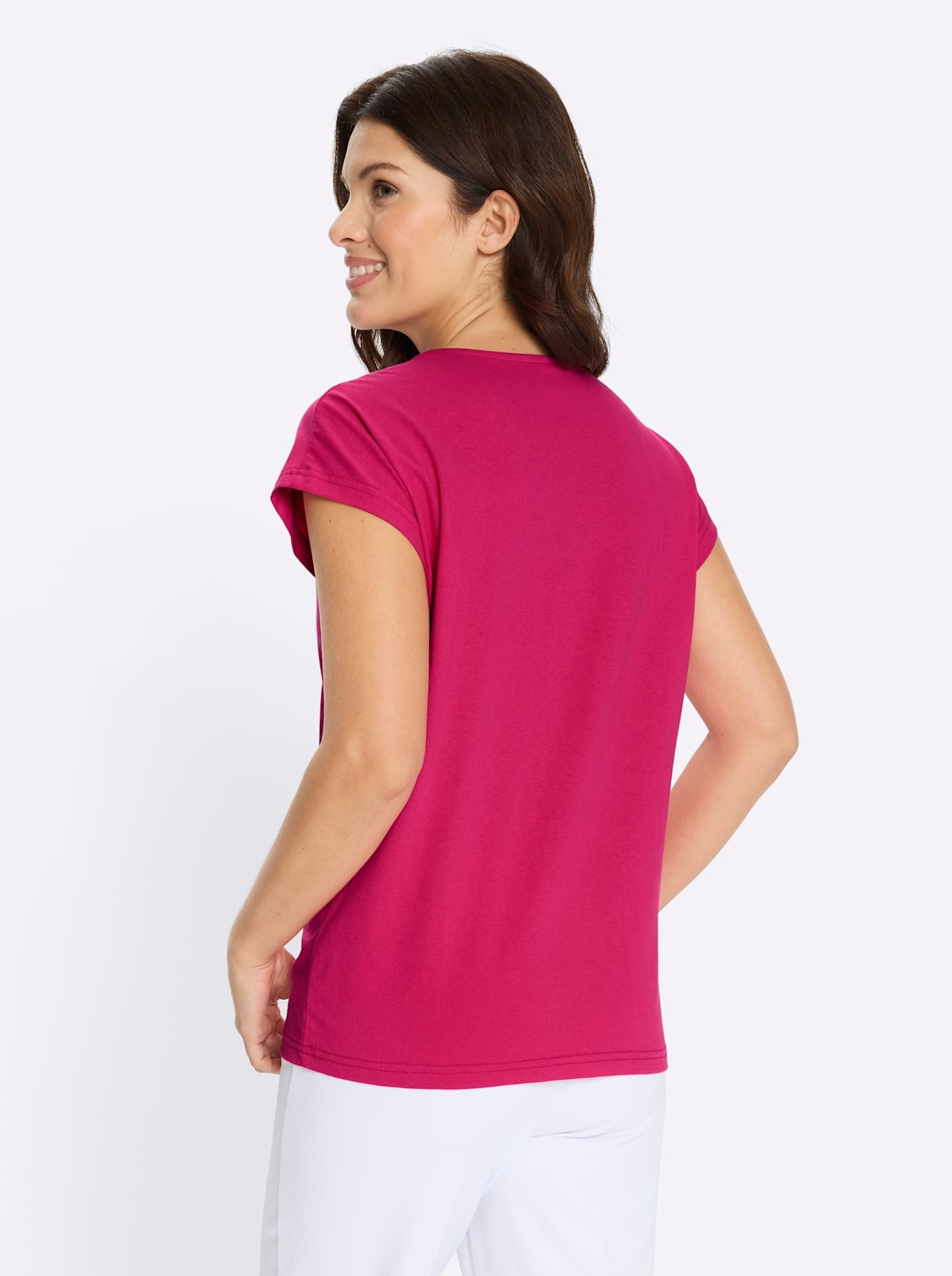 Kurzarmshirt CLASSIC BASICS "Kurzarm-Shirt", Damen, Gr. 40, pink, 100% Baumwolle, bedruckt, gemustert, Rundhals, Shirts 2