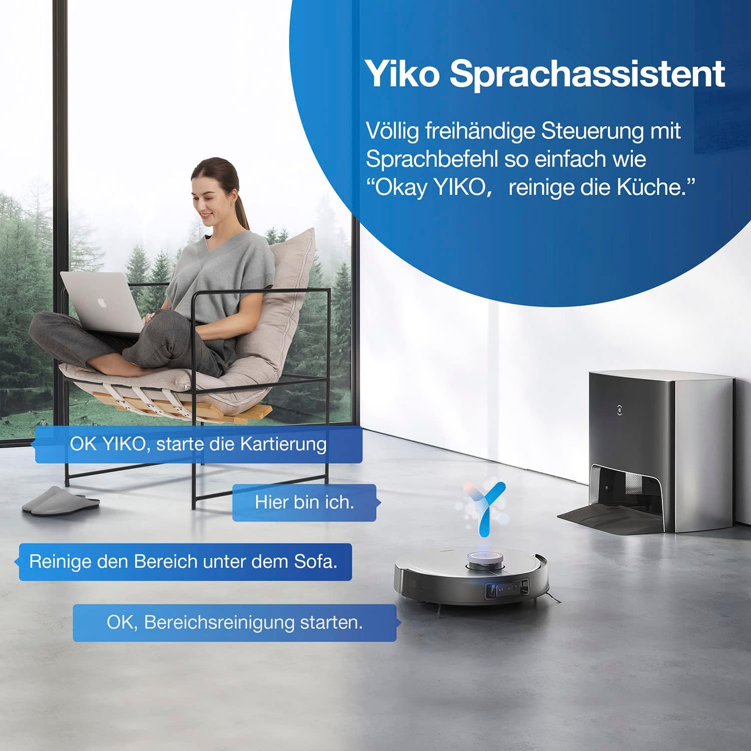 ECOVACS Nass-Trocken-Saugroboter »DEEBOT X1 OMNI,«, 5000PA, Zwei rotierende Mops, OMNI Reinigungsstation, Schwarz/Silber