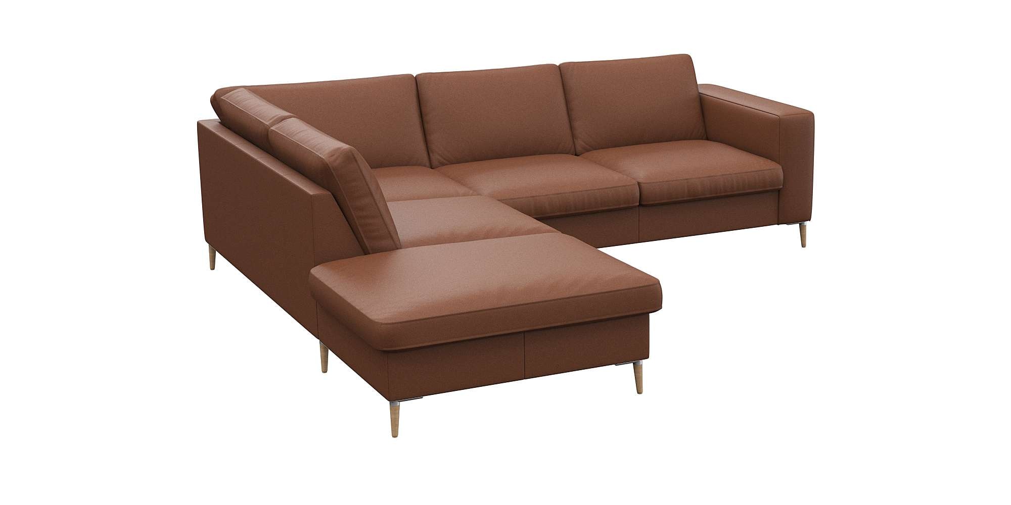 FLEXLUX Ecksofa »Fiore, L-Form«, breite Armlehnen, Füße Alu/Eiche, B/T 241/225 cm, Kaltschaum im Sitz