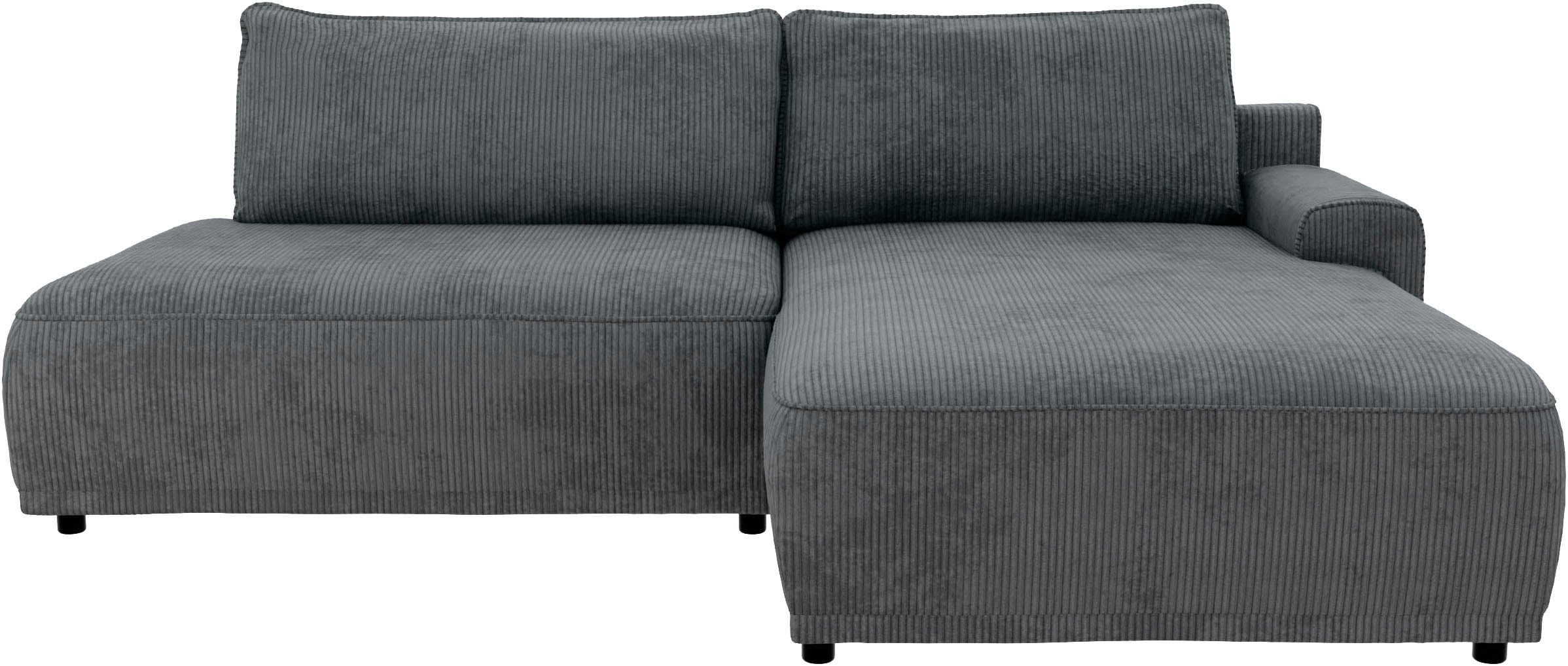 TRENDMANUFAKTUR Ecksofa »Fordon II, Schlafsofa mit Bettkasten, Couch in L-Form, Breite 250 cm«, in Cordstoff HYPER, dunkelgrau, Armlehne rechts