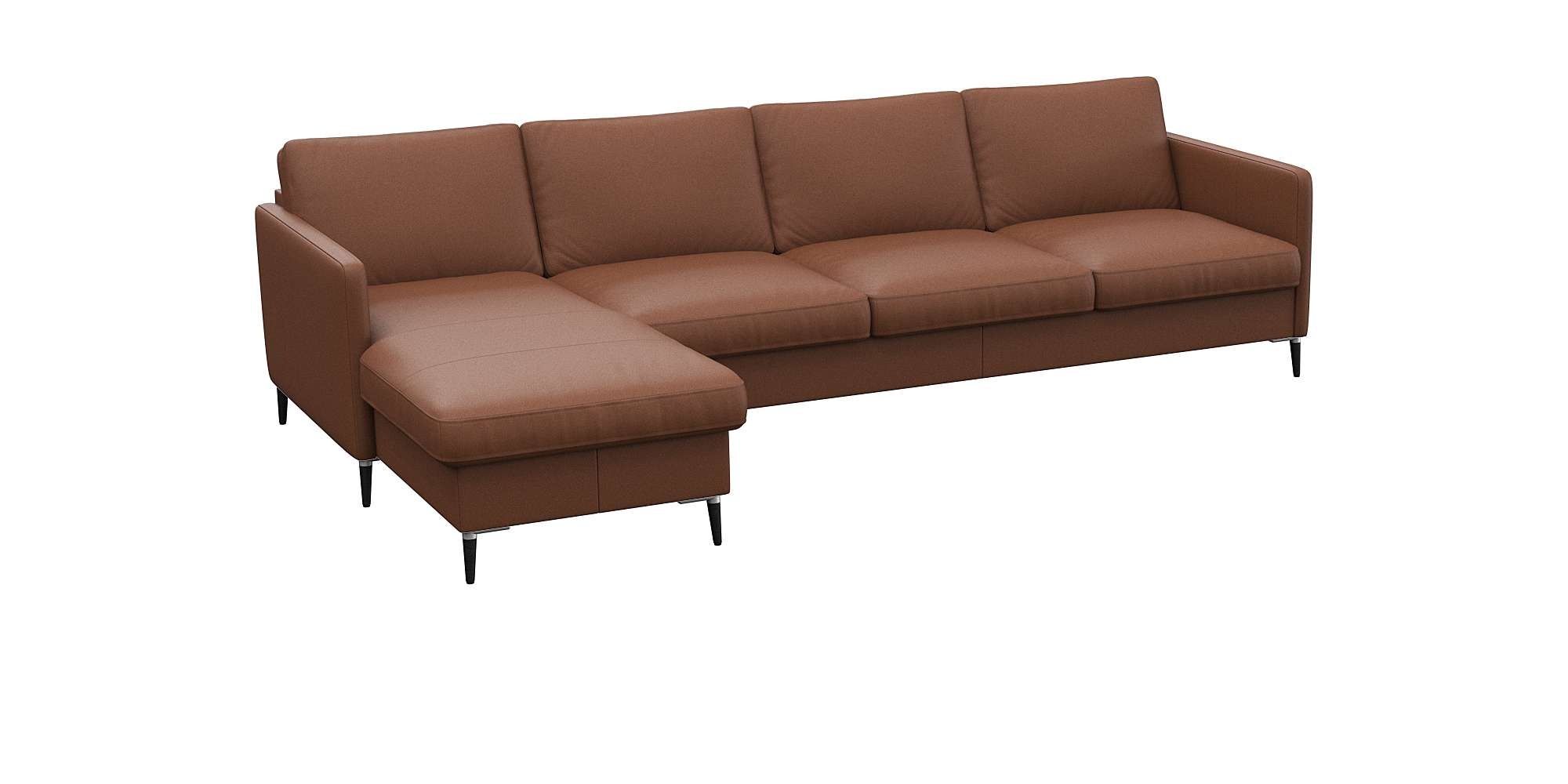 FLEXLUX Ecksofa »Fiore, L-Form«, schmale Armlehnen, Kaltschaum, Füße Alu+schwarz