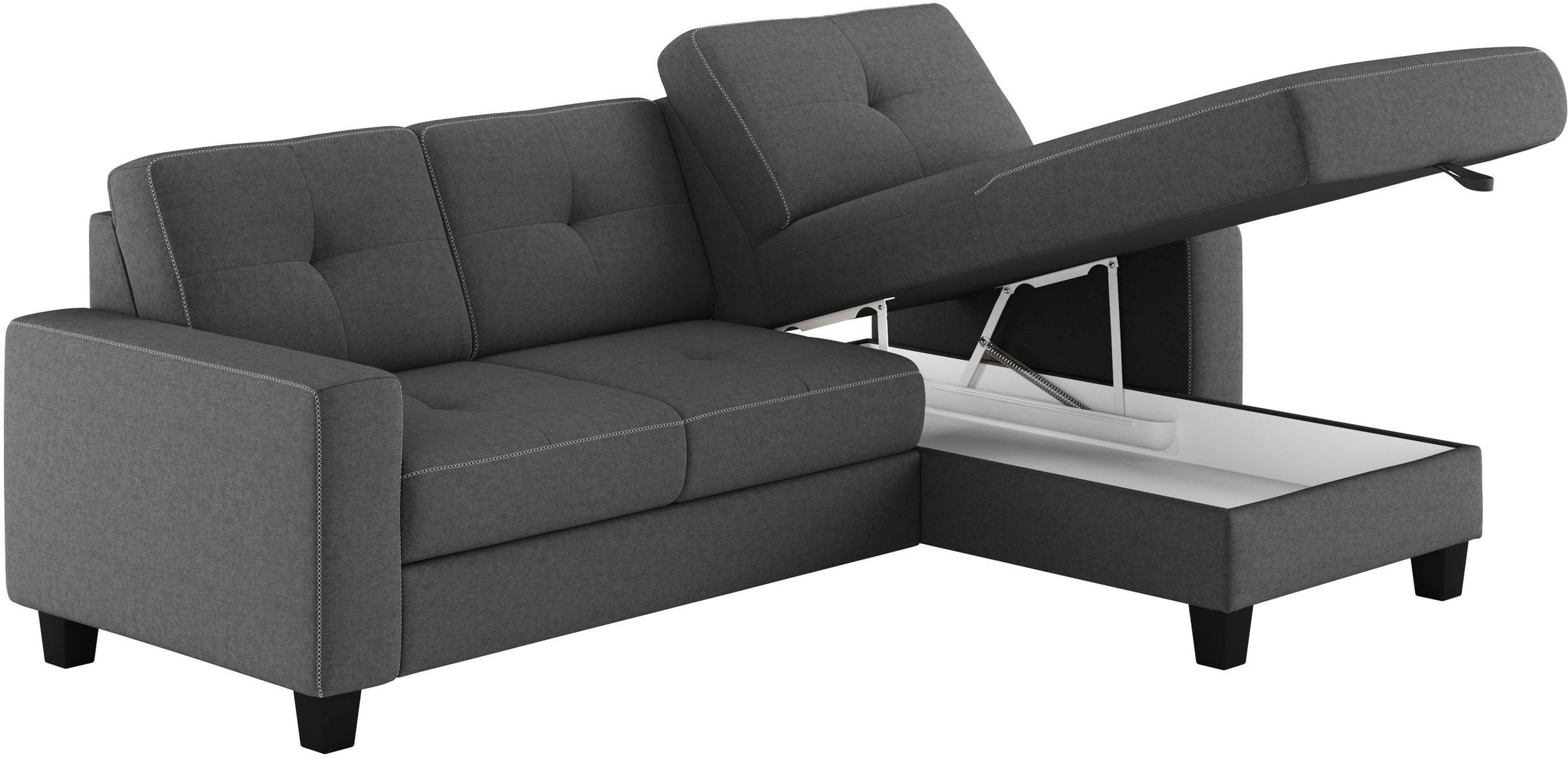 Places of Style Ecksofa »Varese L-Form«, wahlweise mit Bettfunktion und Bettkasten