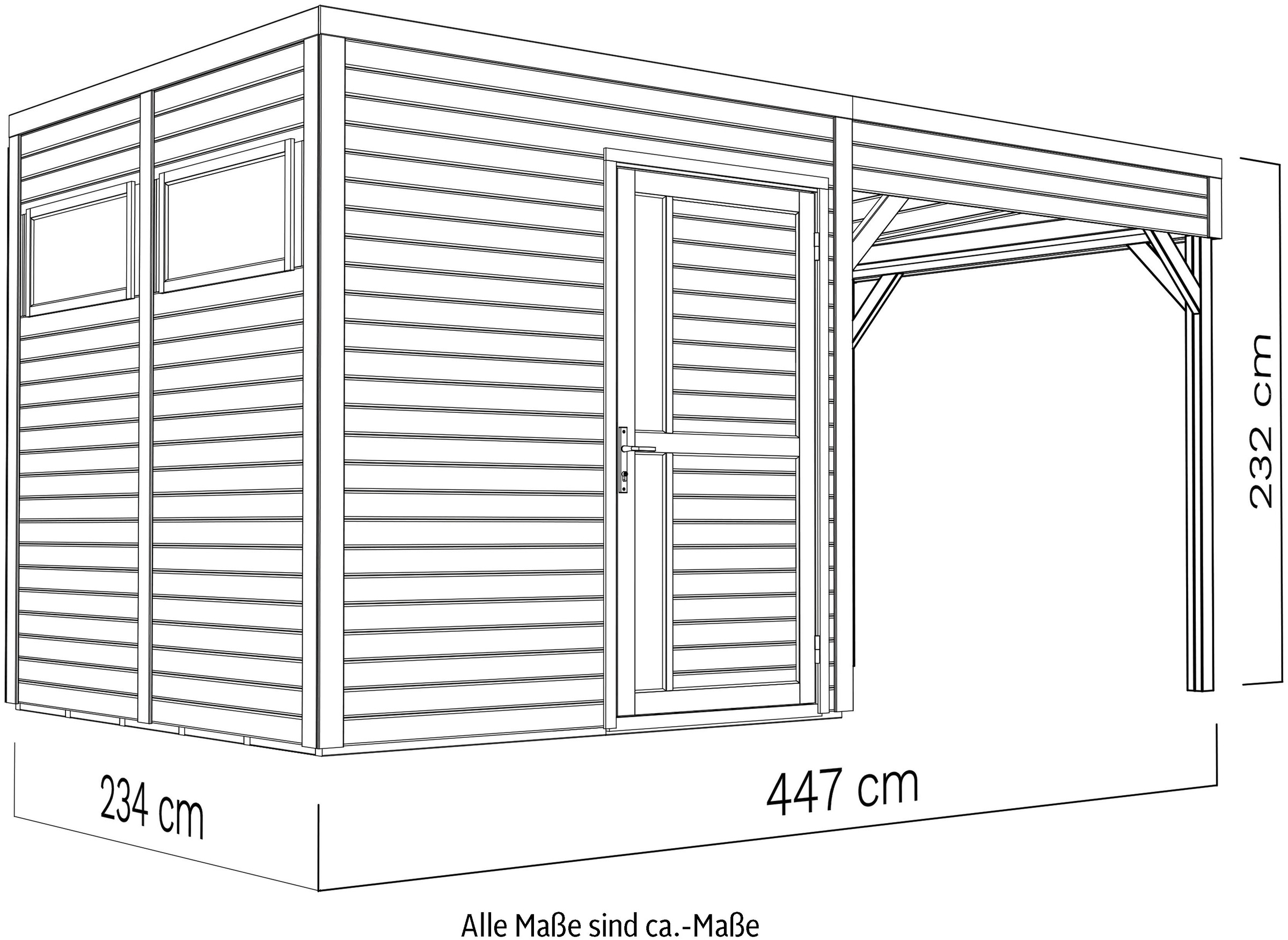 KONIFERA Gartenhaus »Cubus 2 Lounge«, mit Anbaudach